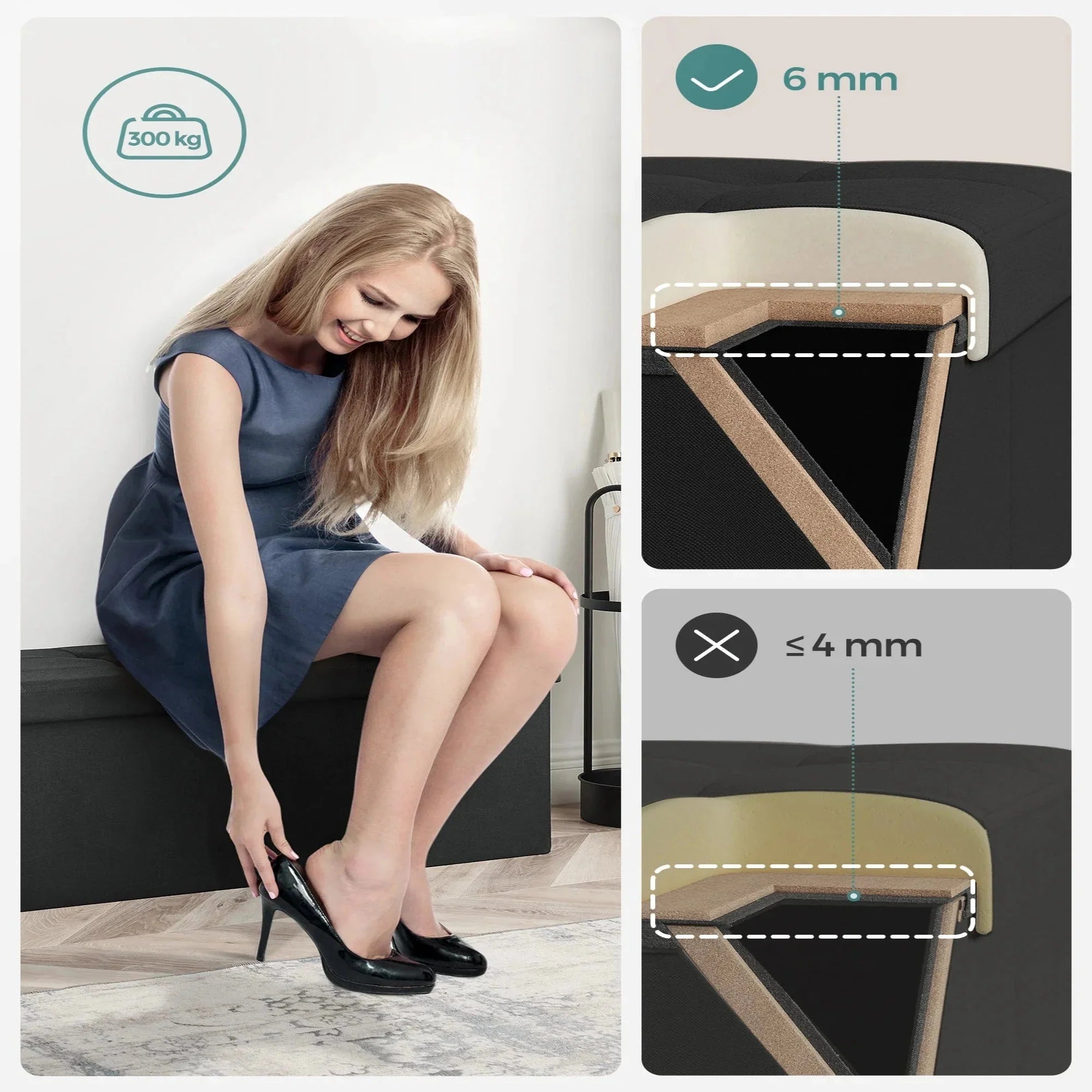 Banc pliable en tissu avec rangement ElleVitals