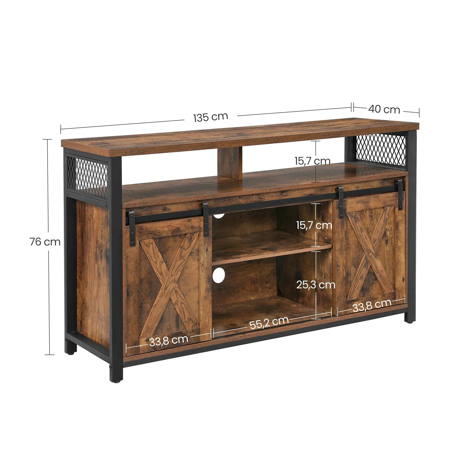 Meuble TV en bois avec portes coulissantes ElleVitals