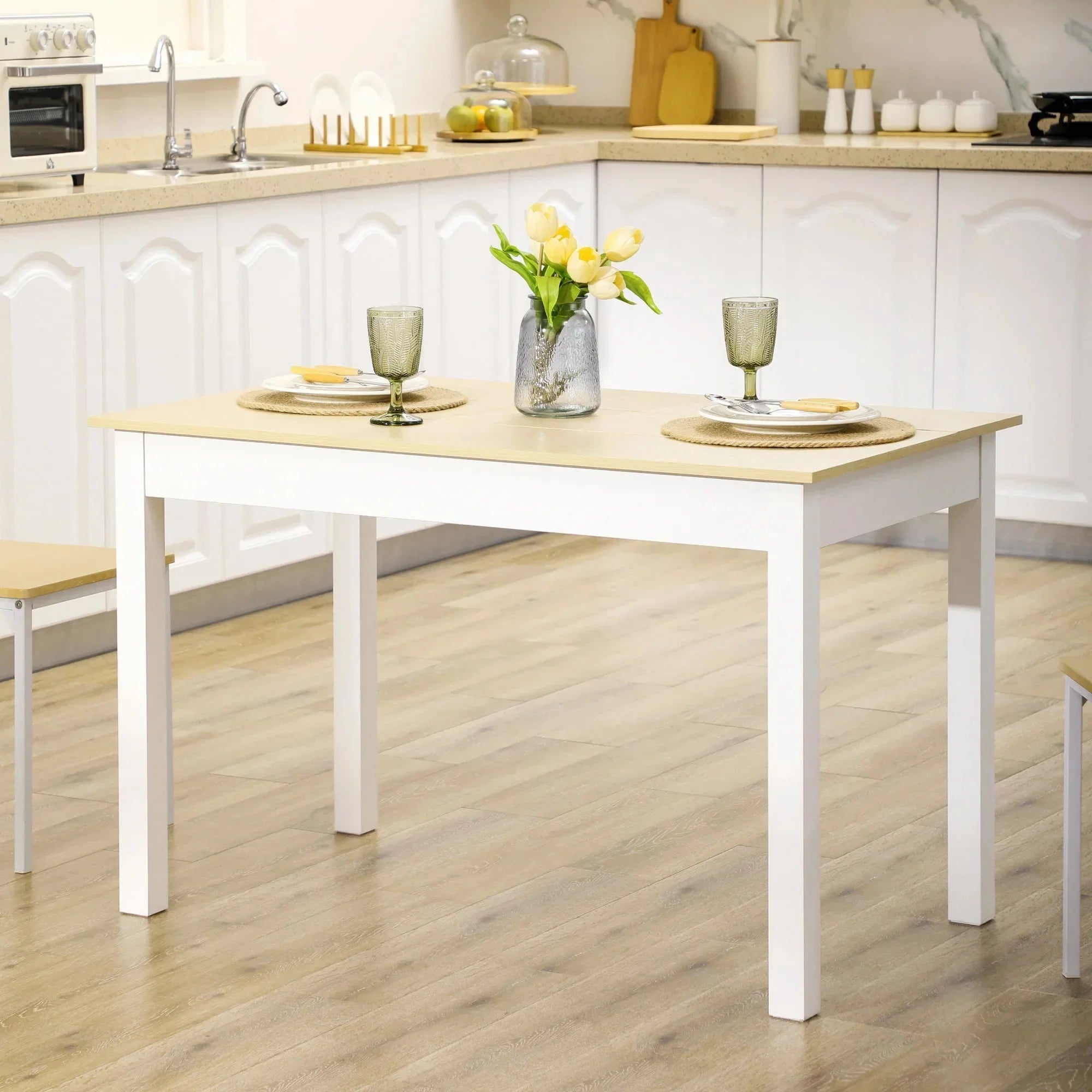 Table contemporaine chêne et blanc ElleVitals