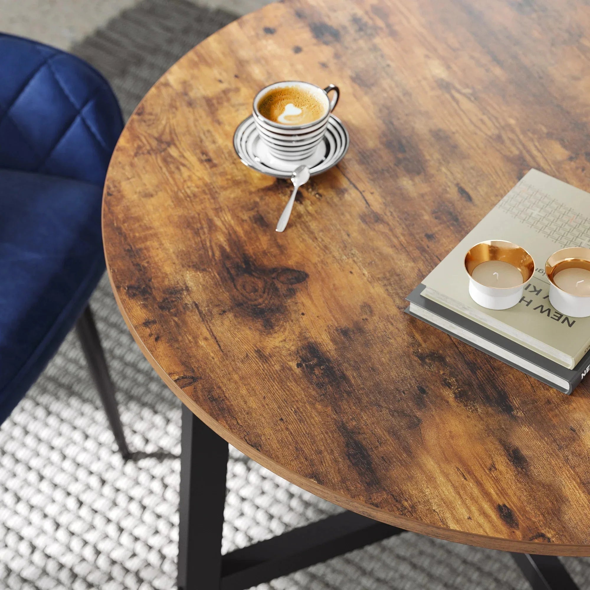 Table ronde industrielle bois et métal ElleVitals