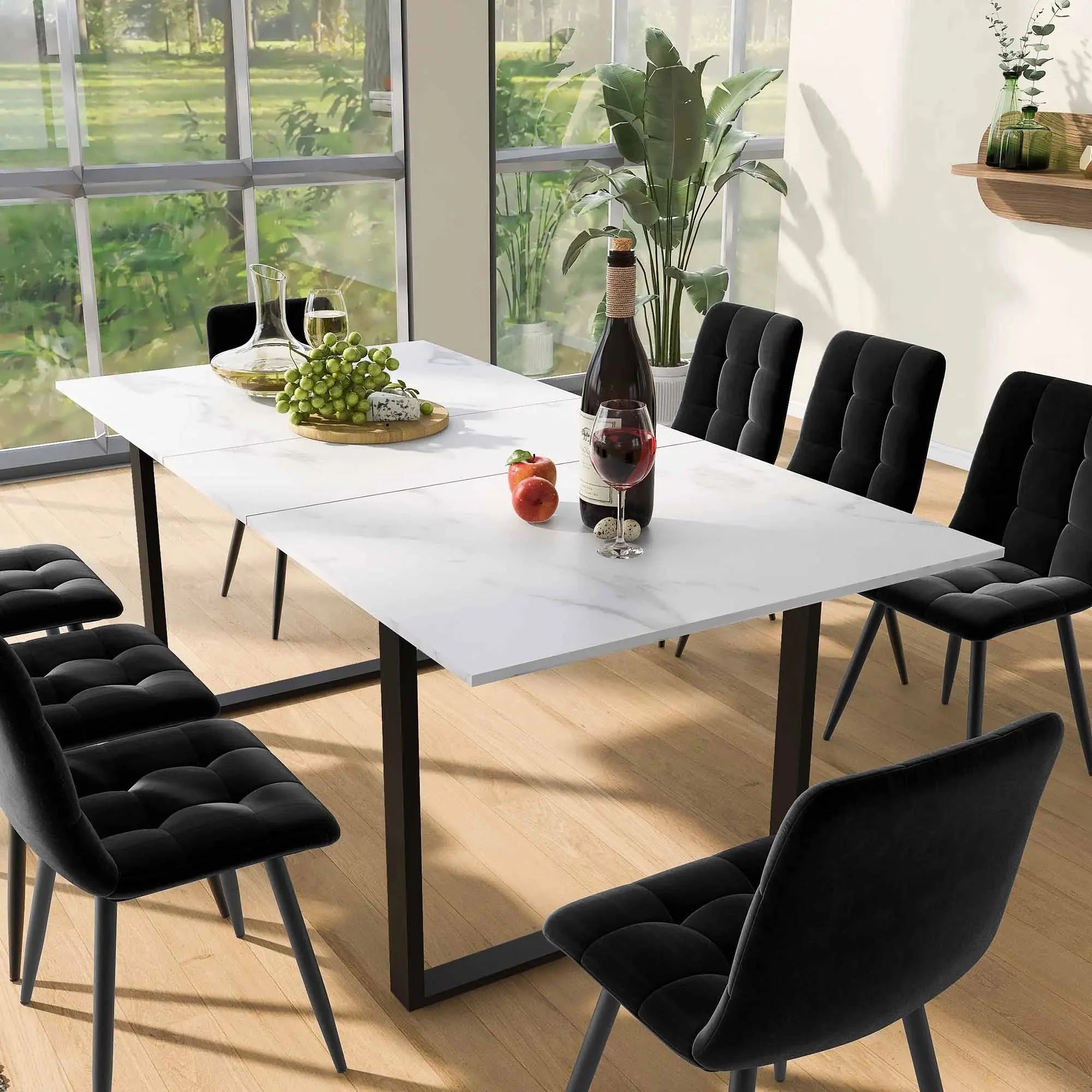 Table extensible effet marbre et métal ElleVitals