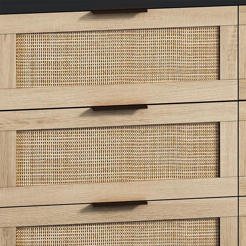 Commode en bois et rotin 6 tiroirs ElleVitals