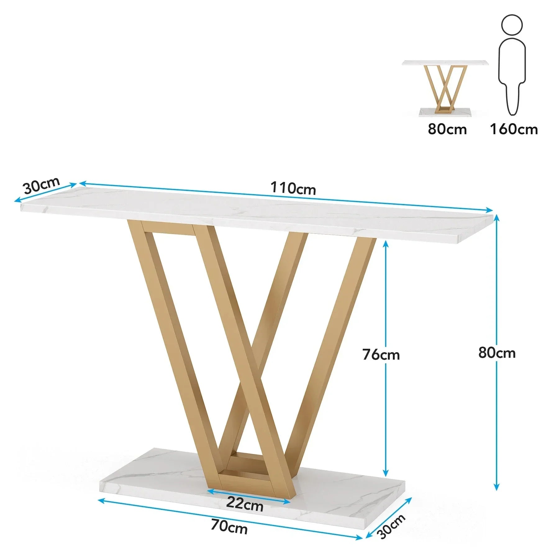 Console pieds en V bois et métal ElleVitals