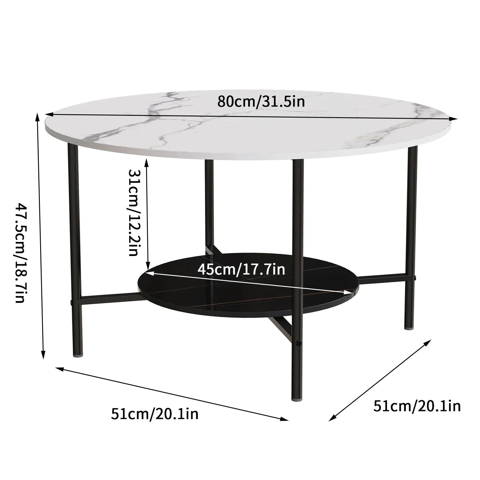 Table basse pierre frittée double rangement ElleVitals