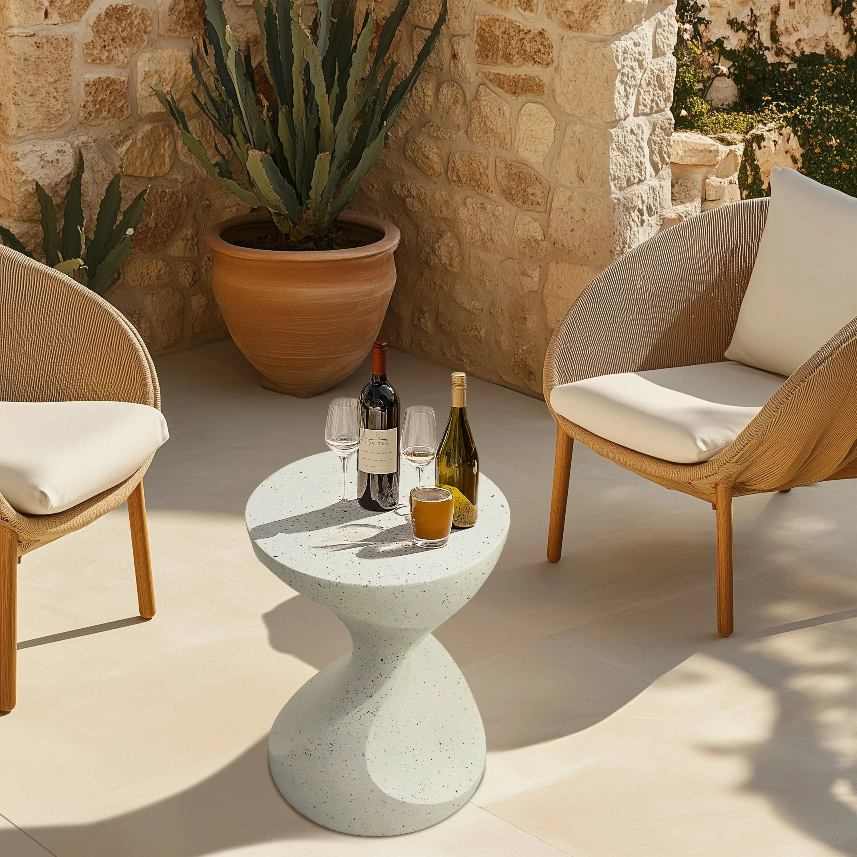 Table d’appoint béton sablier blanc ElleVitals