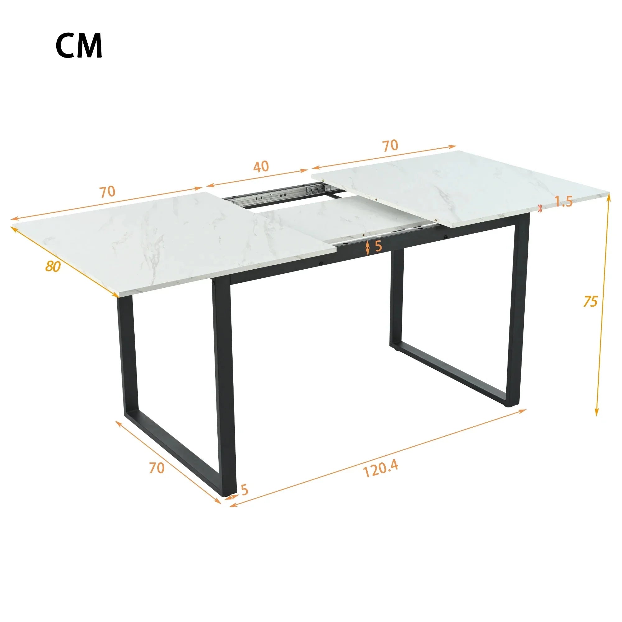 Table extensible effet marbre et métal ElleVitals