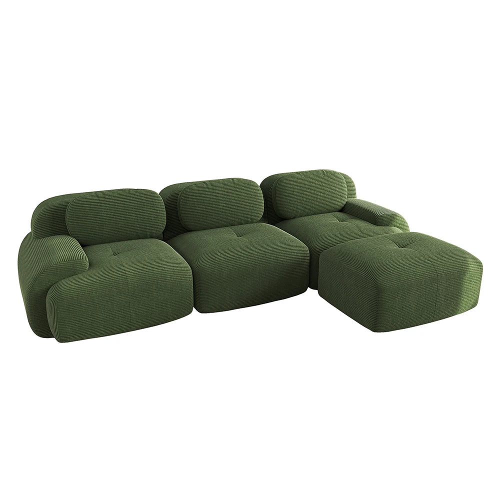Canapé d’angle modulable en tissu côtelé