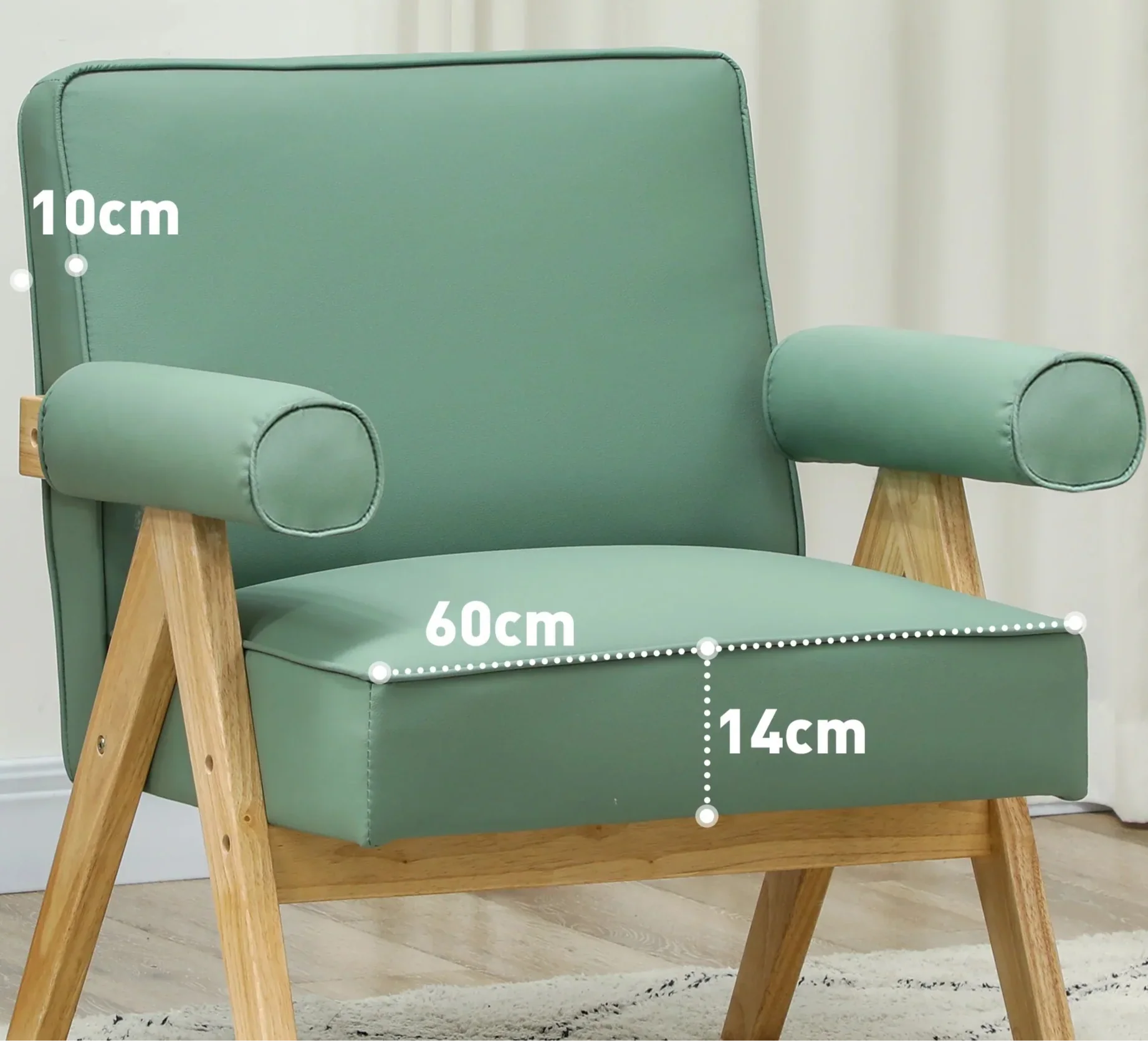 Fauteuil lounge en simili cuir vert ElleVitals