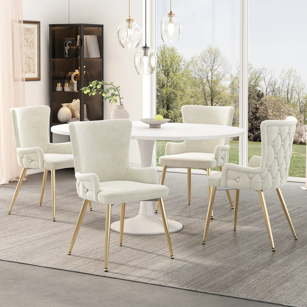 Chaises velours avec pieds métalliques
