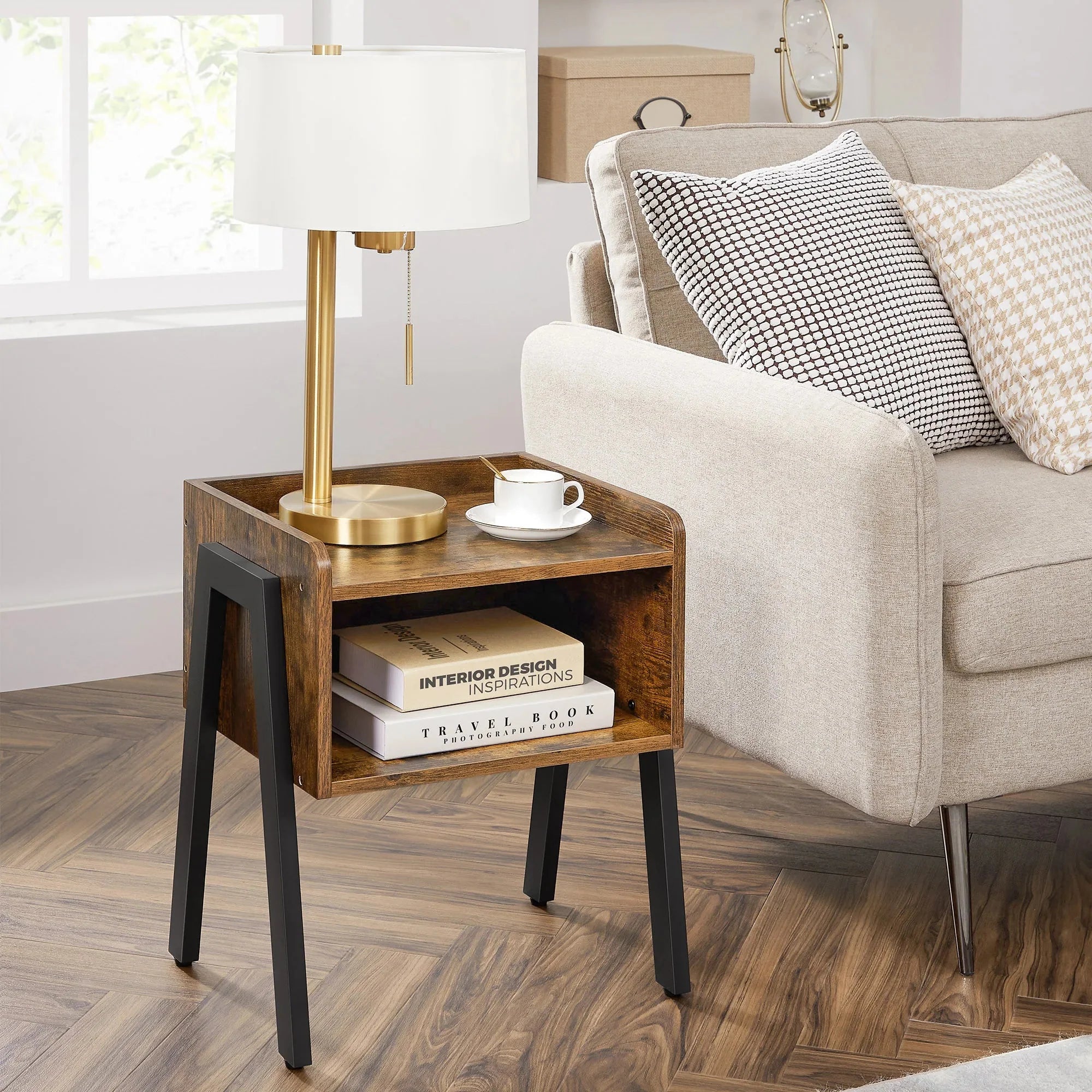 Table d’appoint empilable en bois et métal ElleVitals