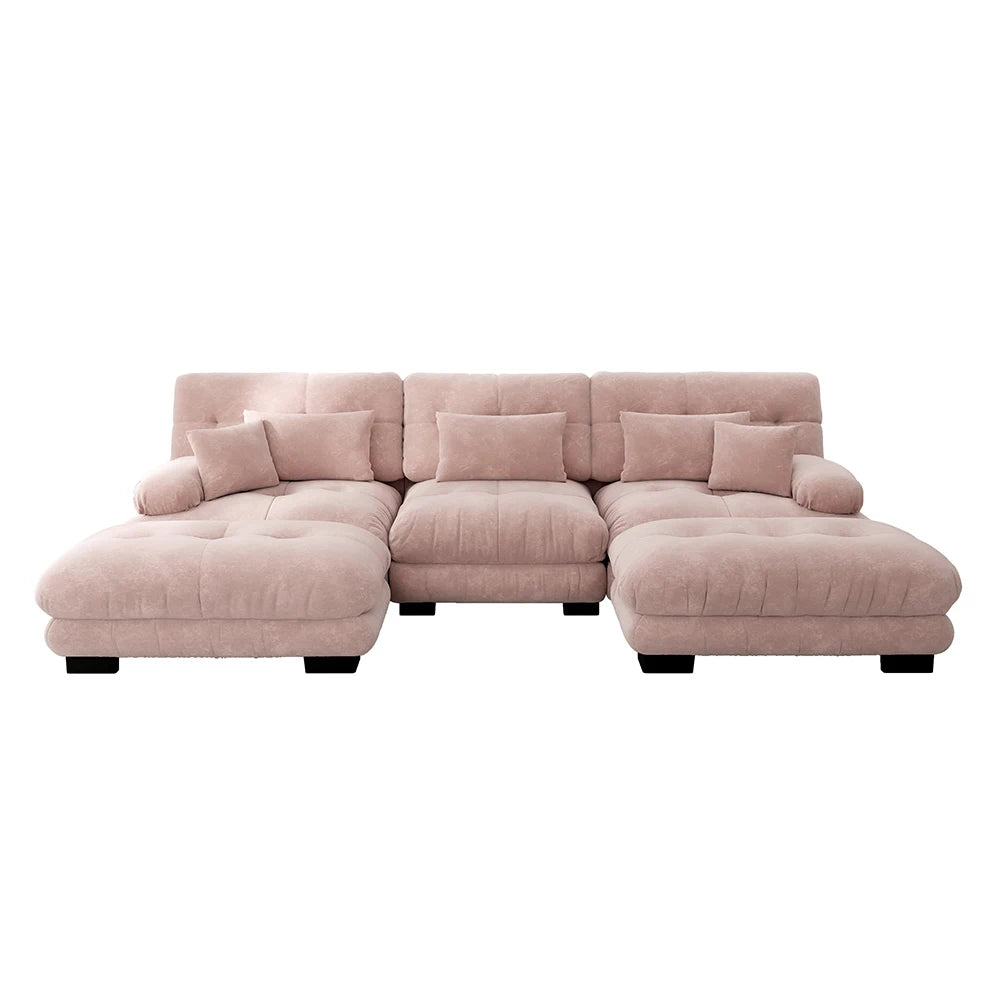 Canapé d’angle en U modulable en velours