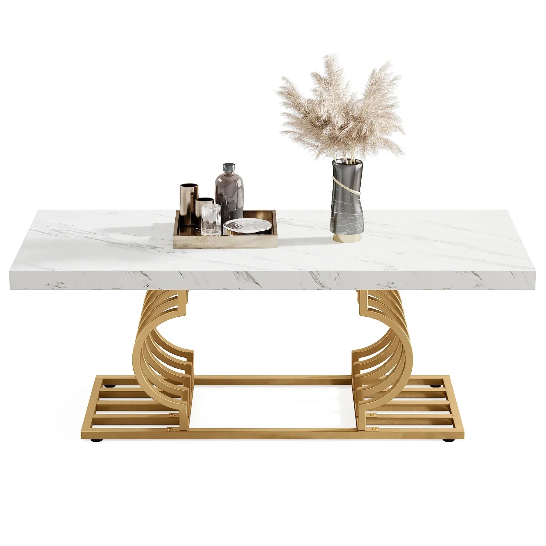 Table basse marbre et métal design géométrique ELLE VITALS