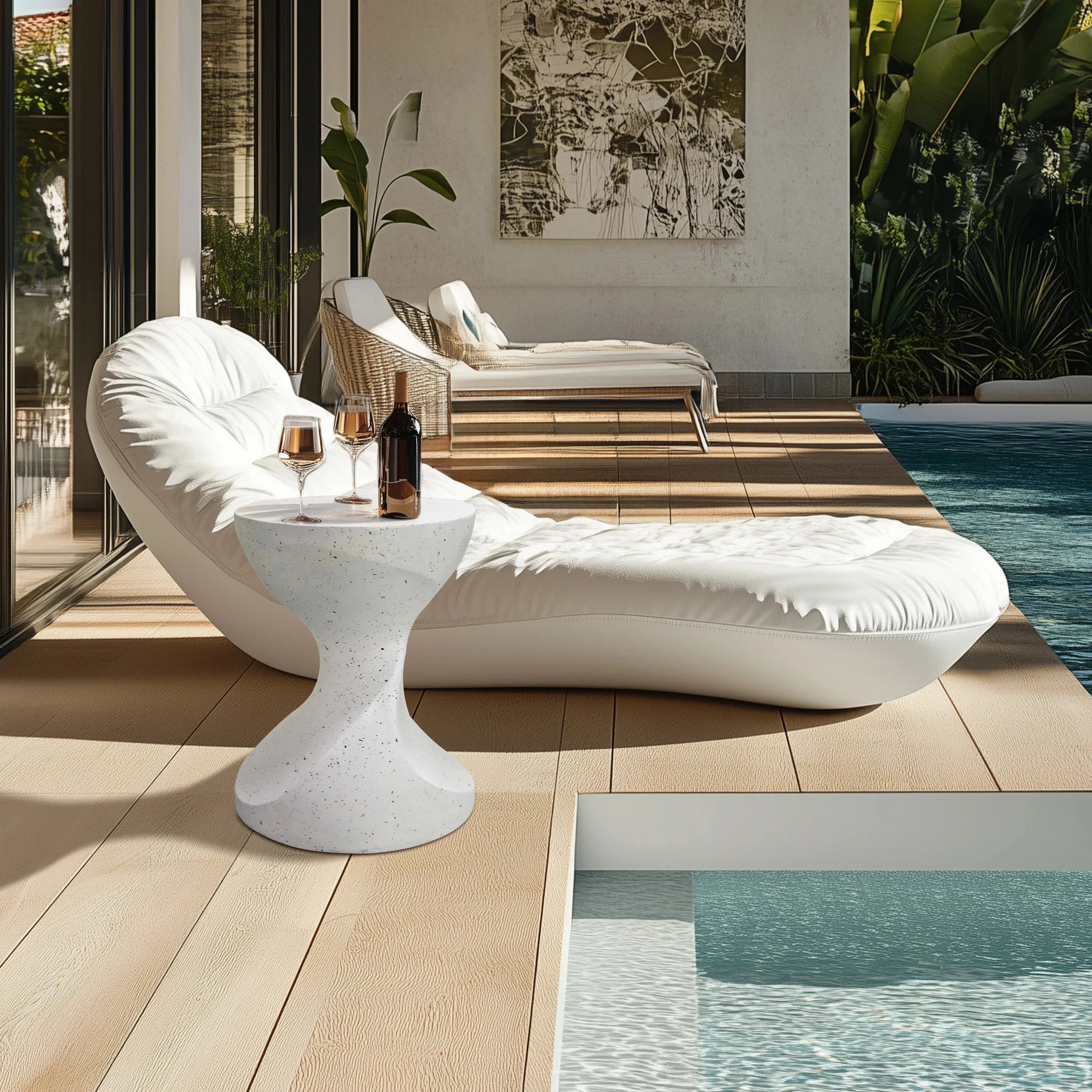 Table d’appoint béton sablier blanc ElleVitals