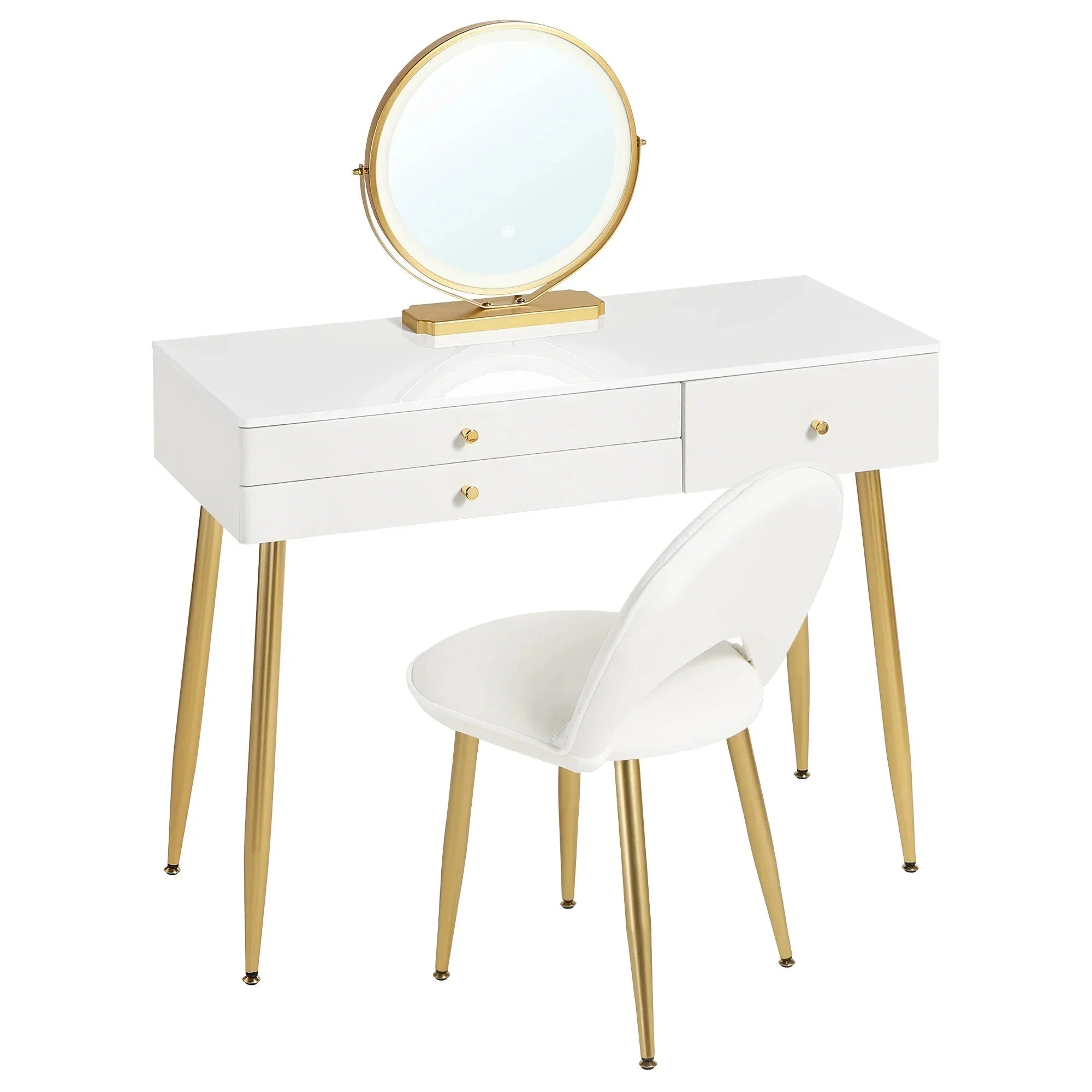 Coiffeuse Glam Aura avec miroir LED ElleVitals