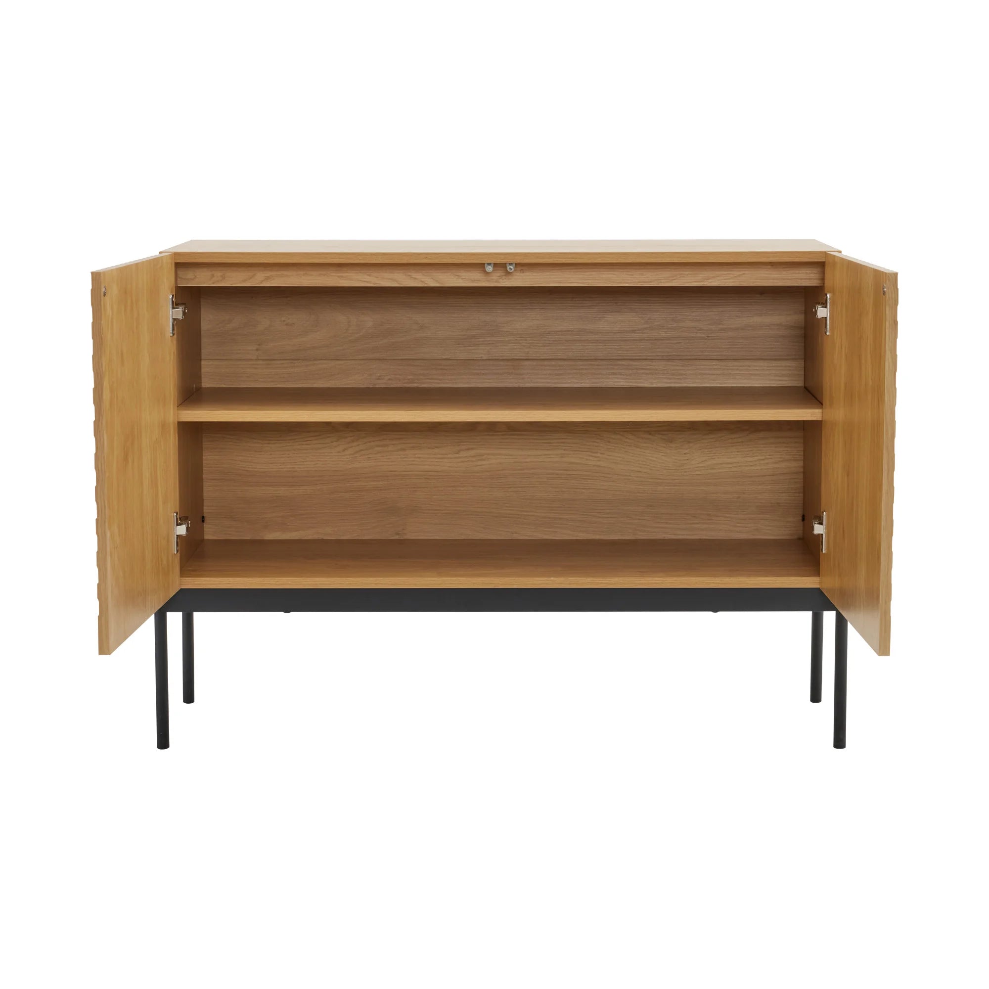Buffet moderne en bois à motifs et pieds en métal