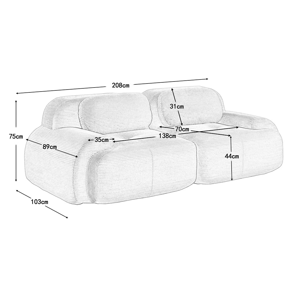 Canapé modulable design en tissu côtelé