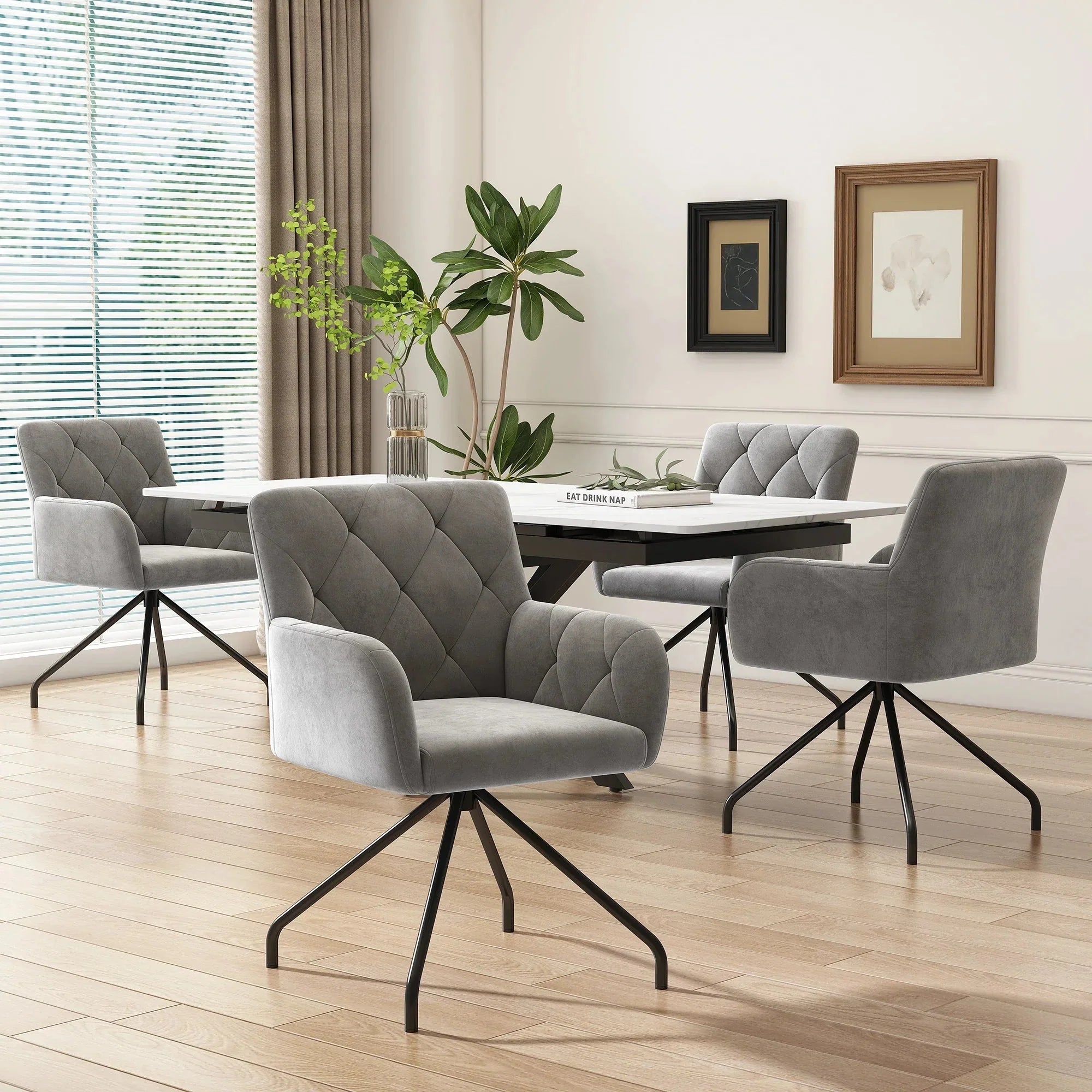 Lot de chaises en velours matelassé ElleVitals