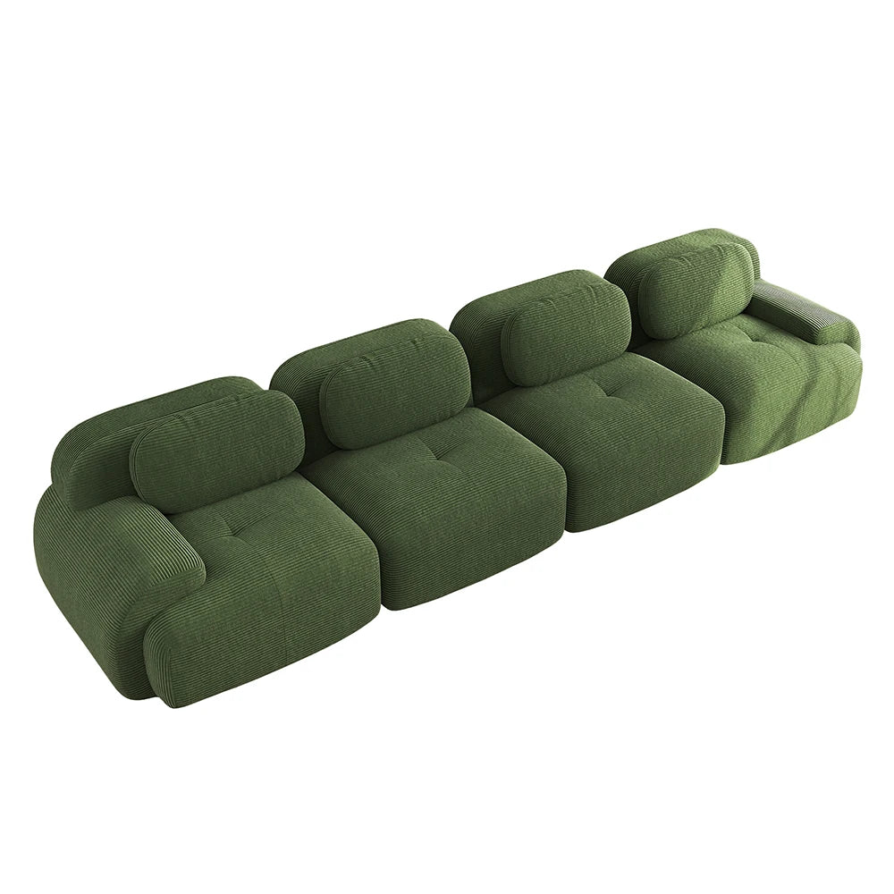 Canapé 4 places modulable en tissu côtelé