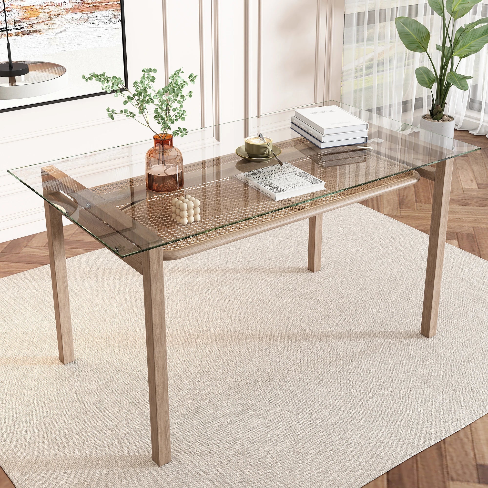 Table en verre avec rangement intégré ElleVitals