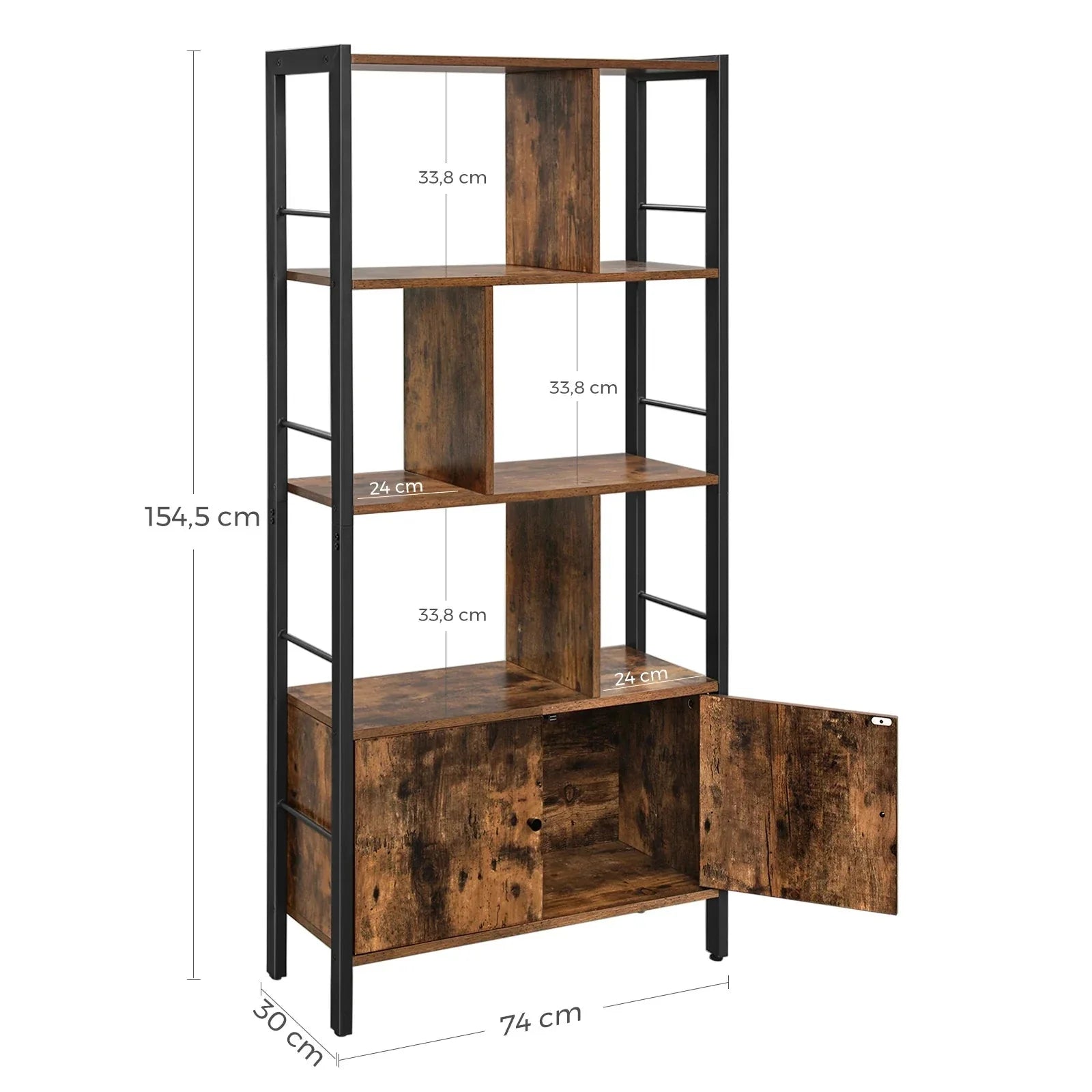 Bibliothèque en bois et métal avec portes ElleVitals