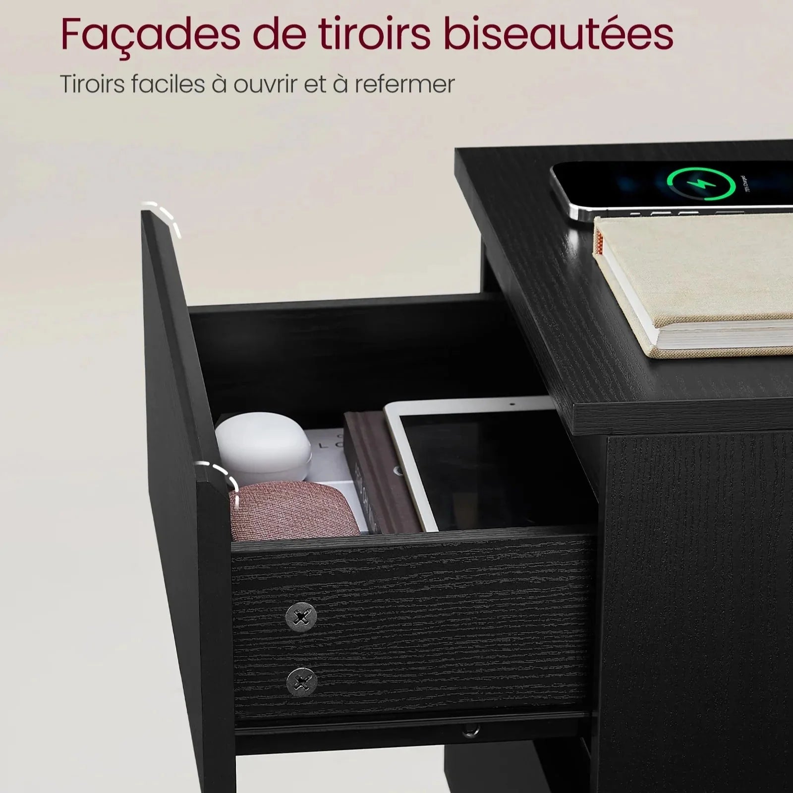 Lot de 2 chevets avec prises USB ElleVitals
