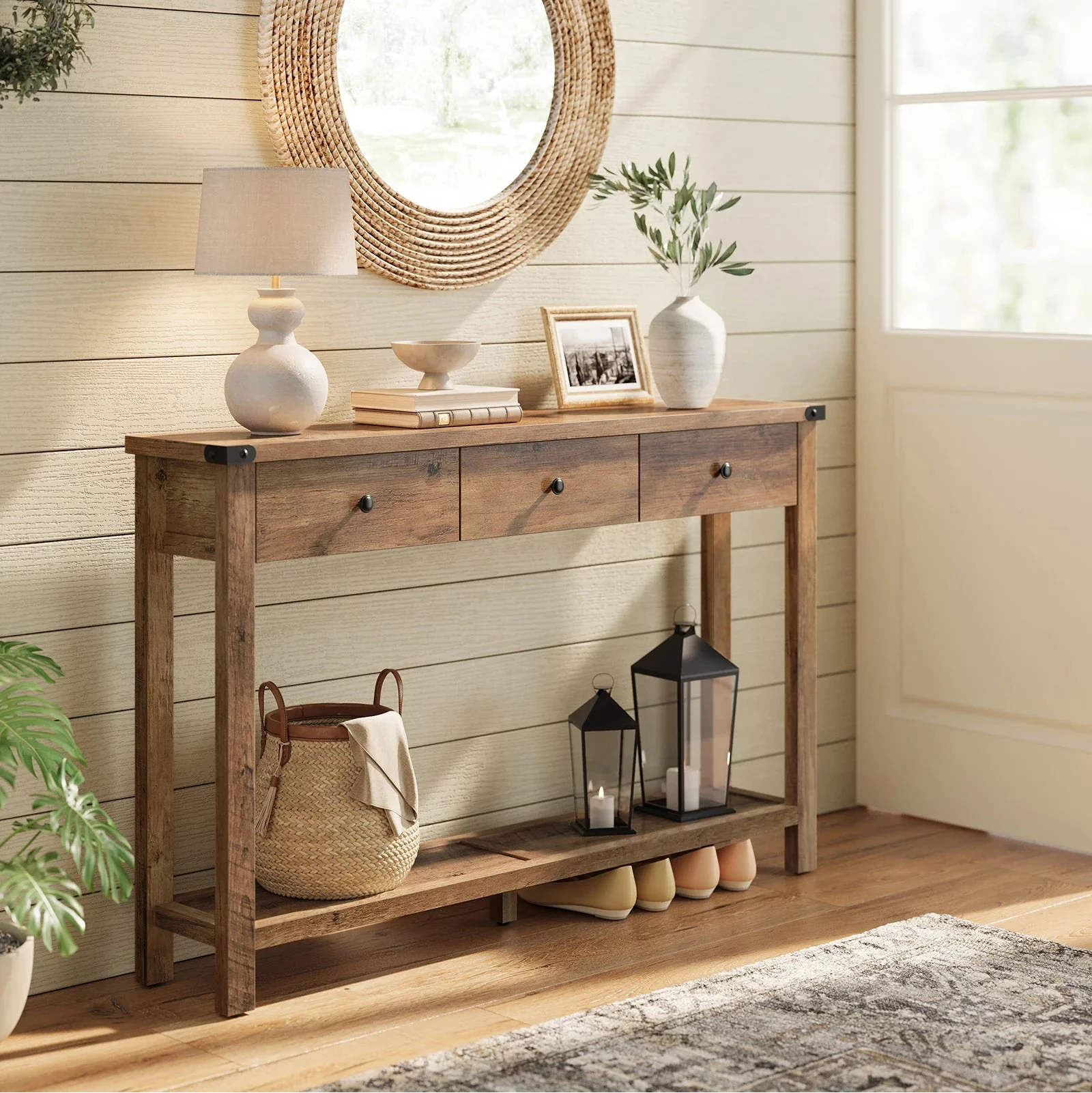 Console en bois avec tiroirs élégants ElleVitals