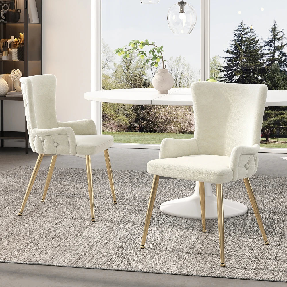 Chaises velours avec pieds métalliques