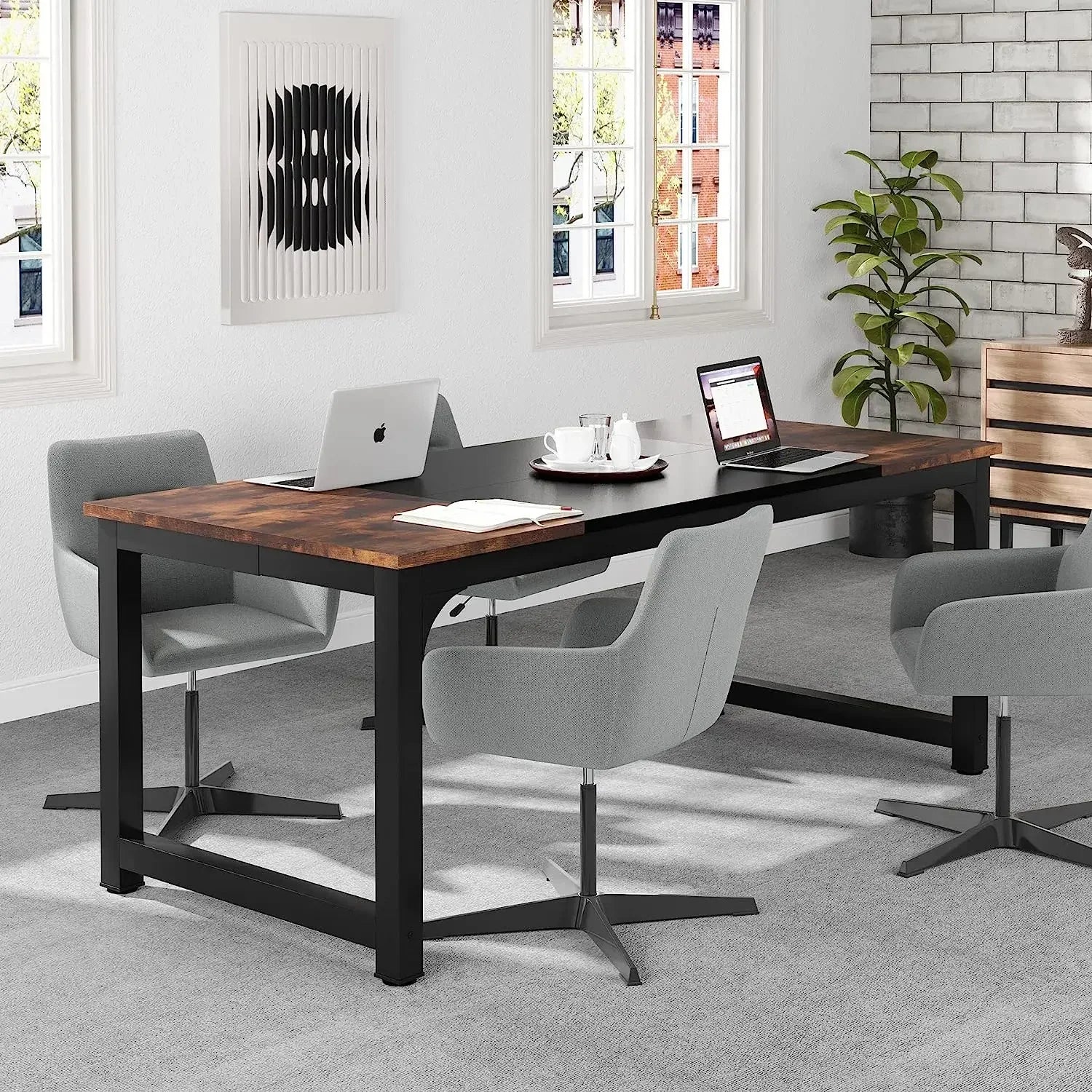 Bureau spacieux bois et métal ElleVitals