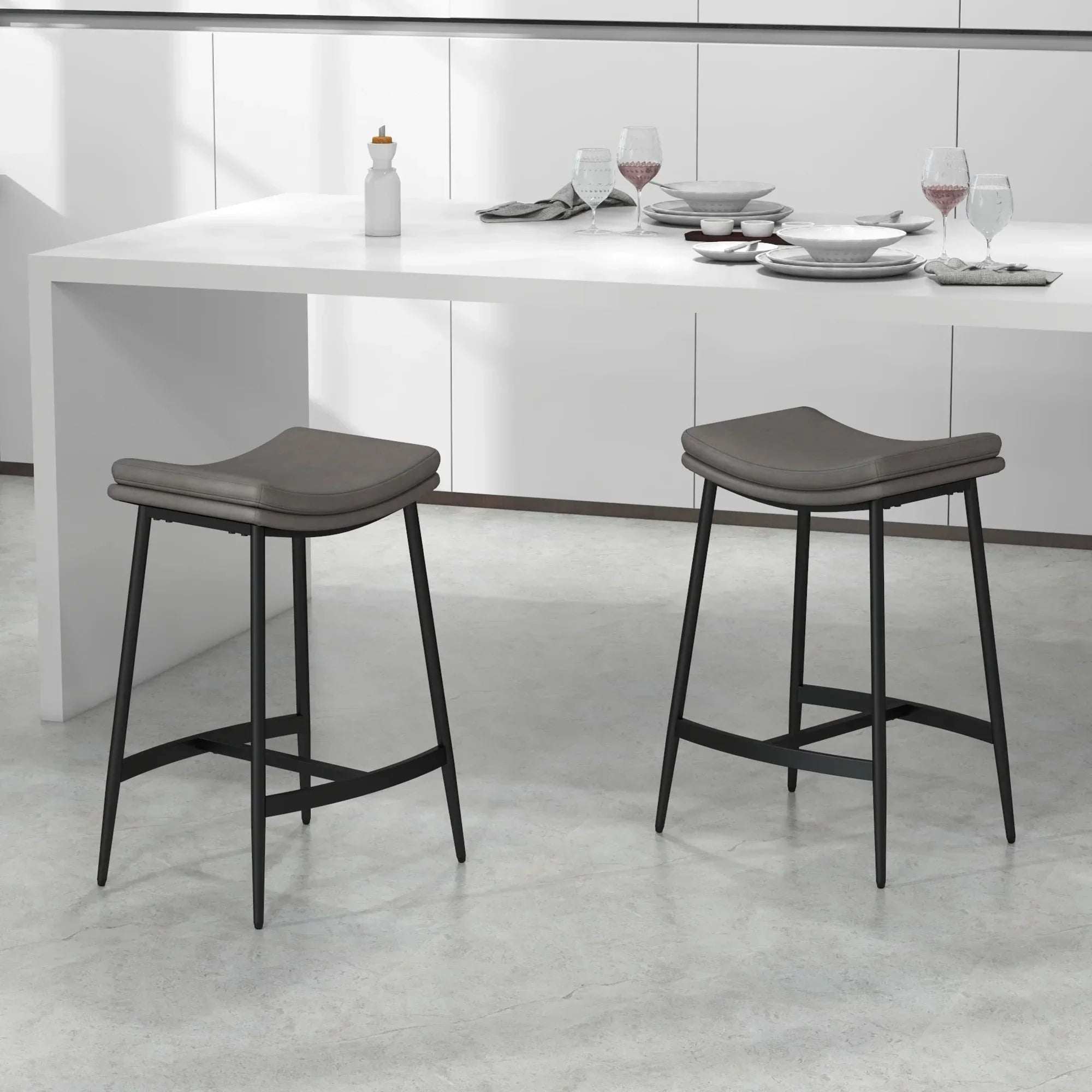 Lot de tabourets de bar en acier et microfibre ElleVitals