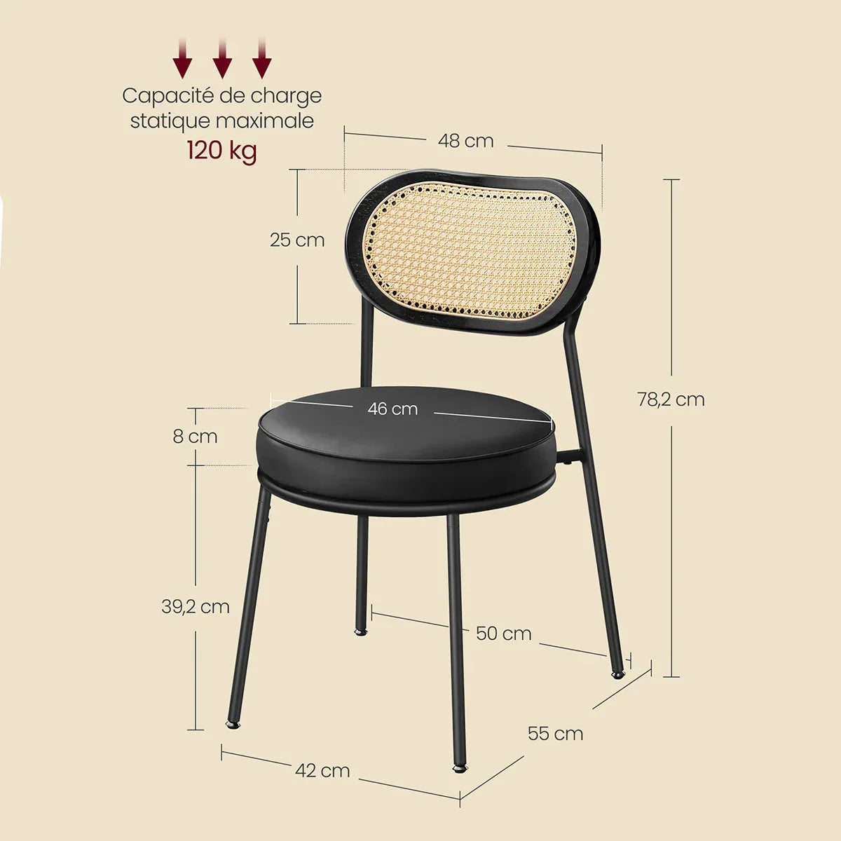Lot de chaises en rotin et métal ElleVitals