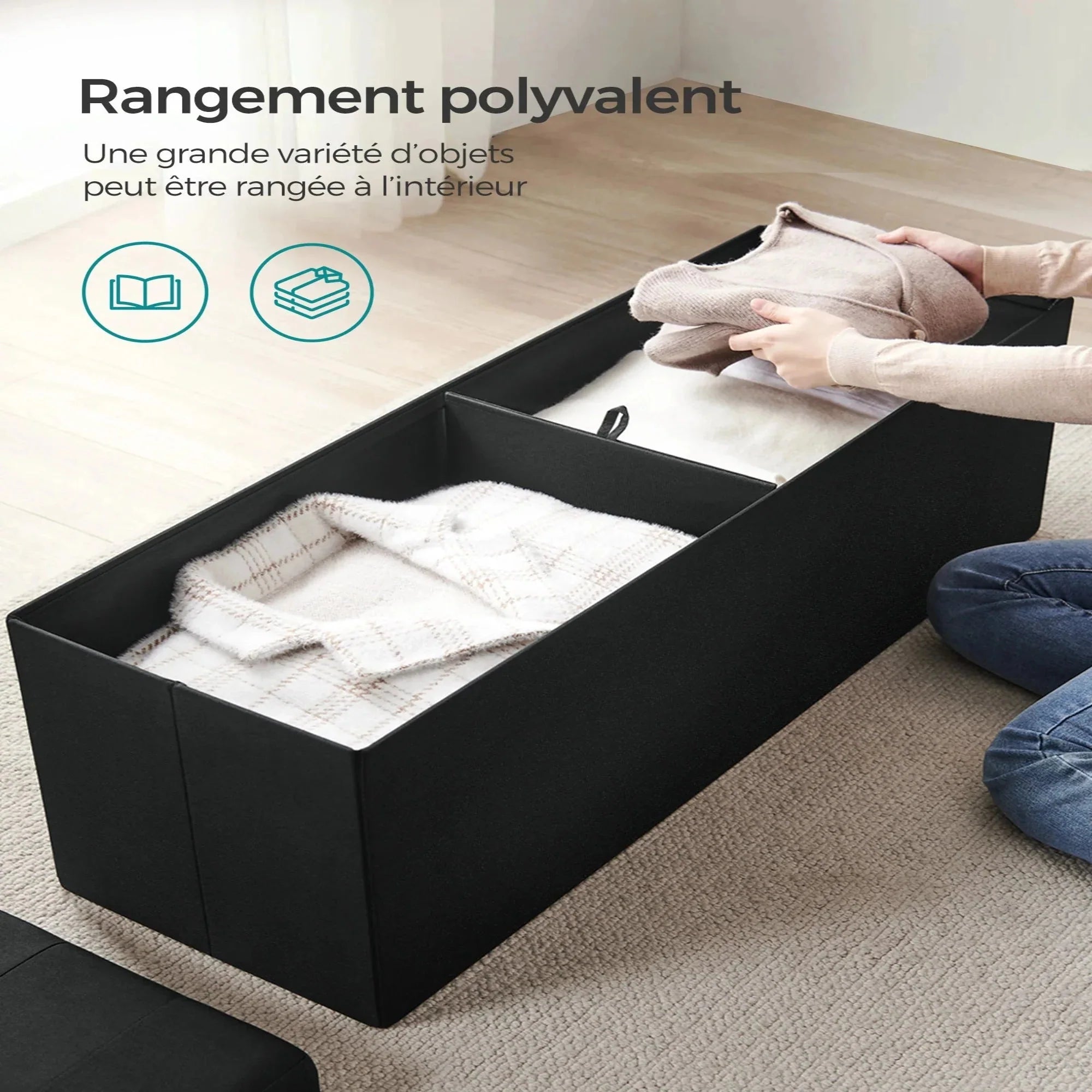 Banc pliable en tissu avec rangement ElleVitals