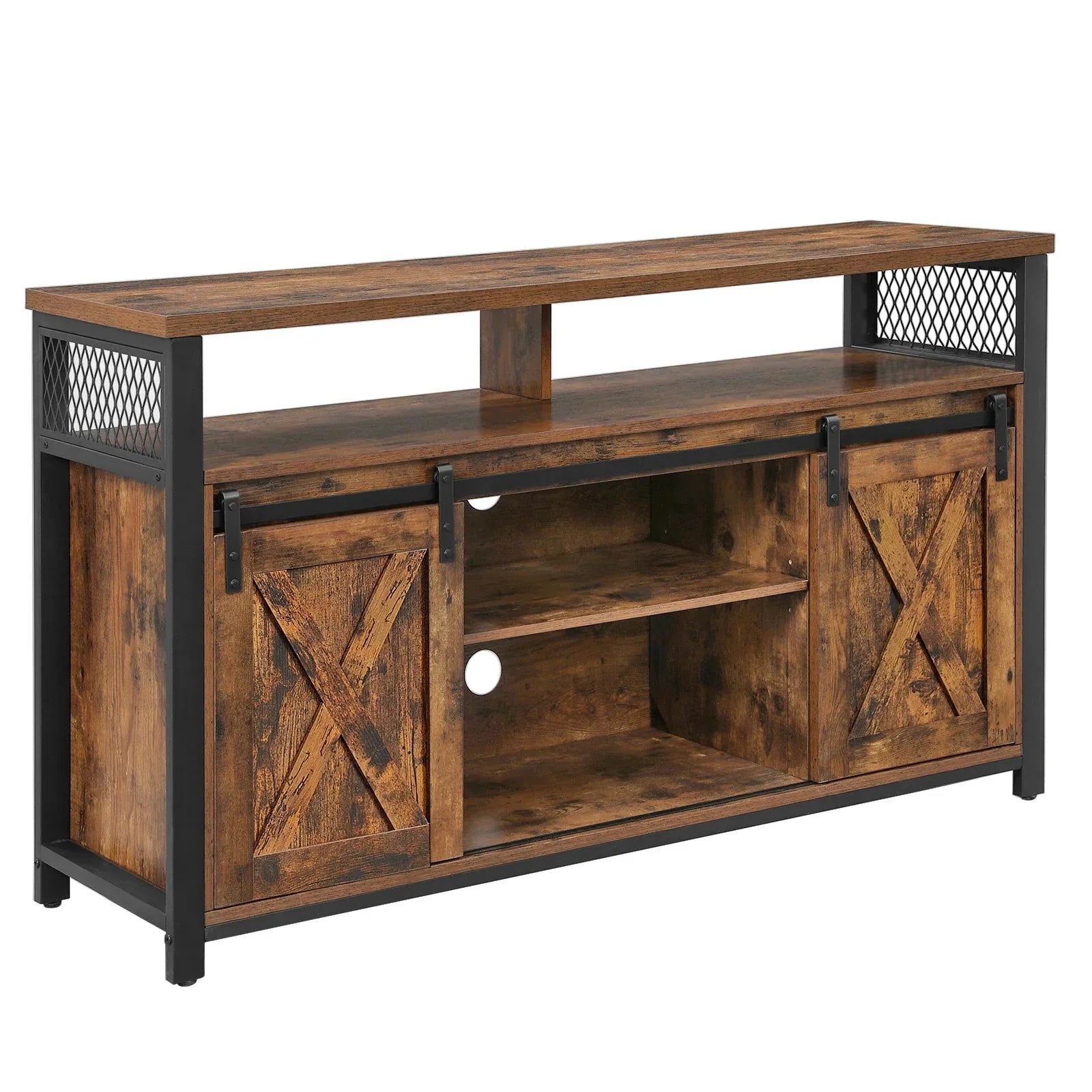 Meuble TV en bois avec portes coulissantes ElleVitals