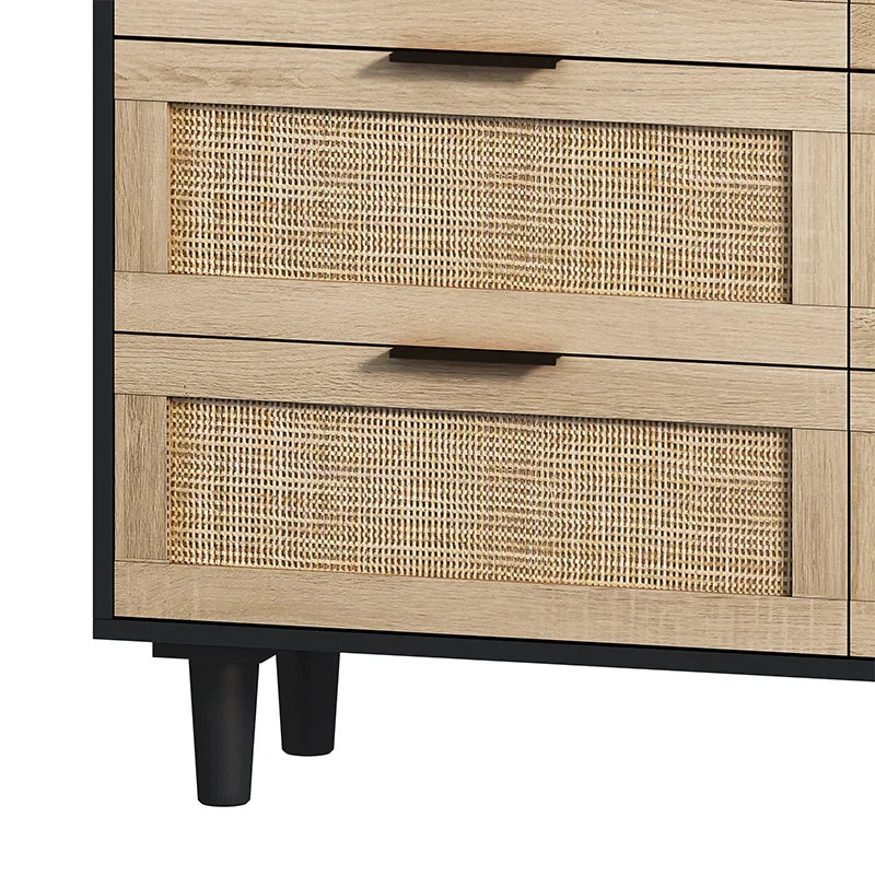 Commode en bois et rotin 6 tiroirs ElleVitals