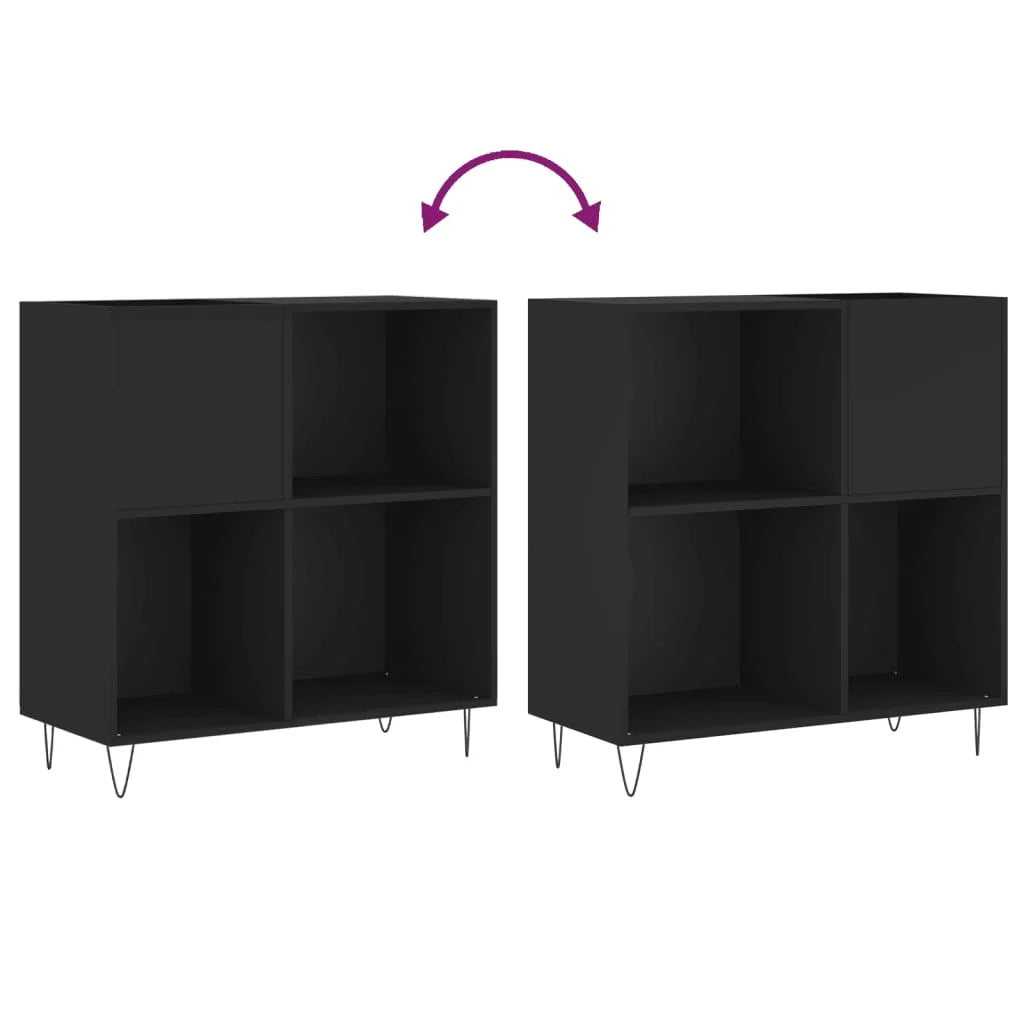 Meuble vinyle noir avec pieds métal