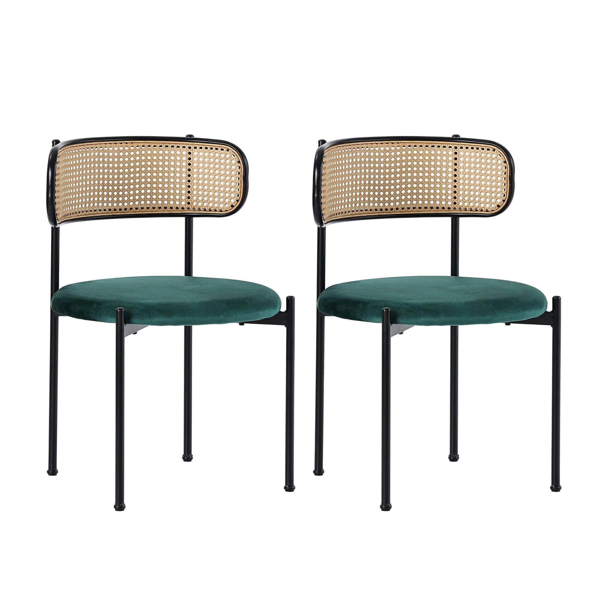 Chaises en velours et rotin naturel ElleVitals