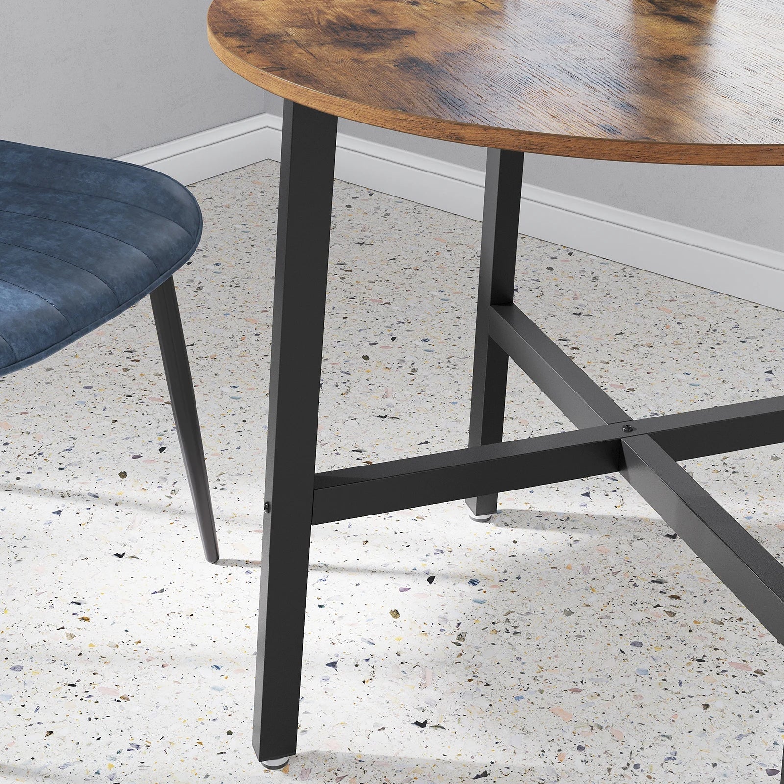 Table ronde industrielle bois et métal ElleVitals
