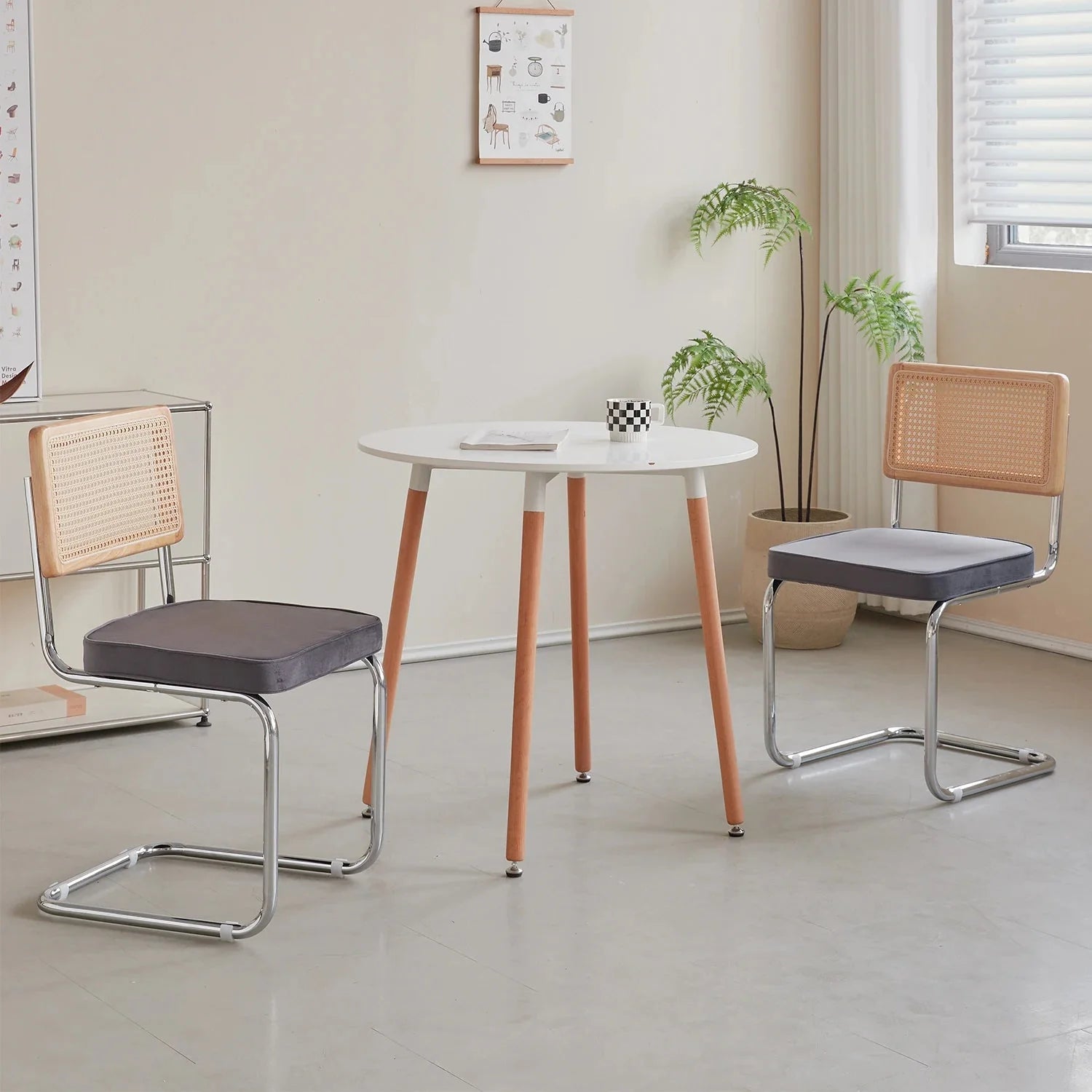 Chaises en rotin et velours ElleVitals