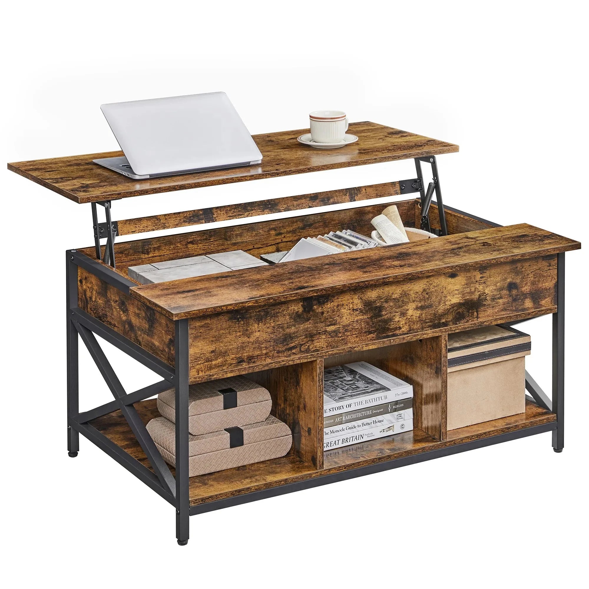 Table basse avec plateau relevable et rangements ElleVitals
