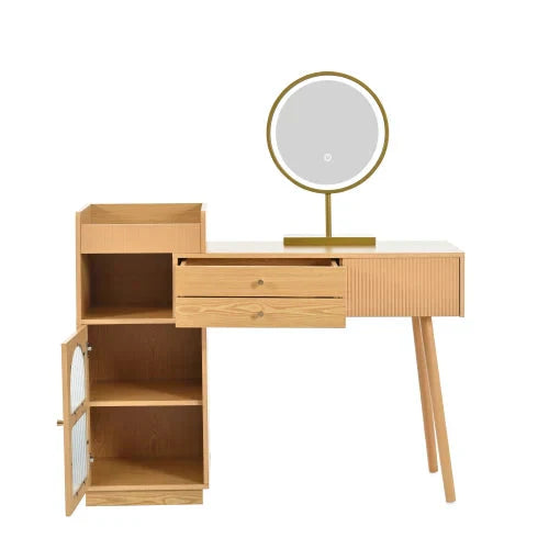 Coiffeuse Prismia avec miroir LED et rangements ElleVitals