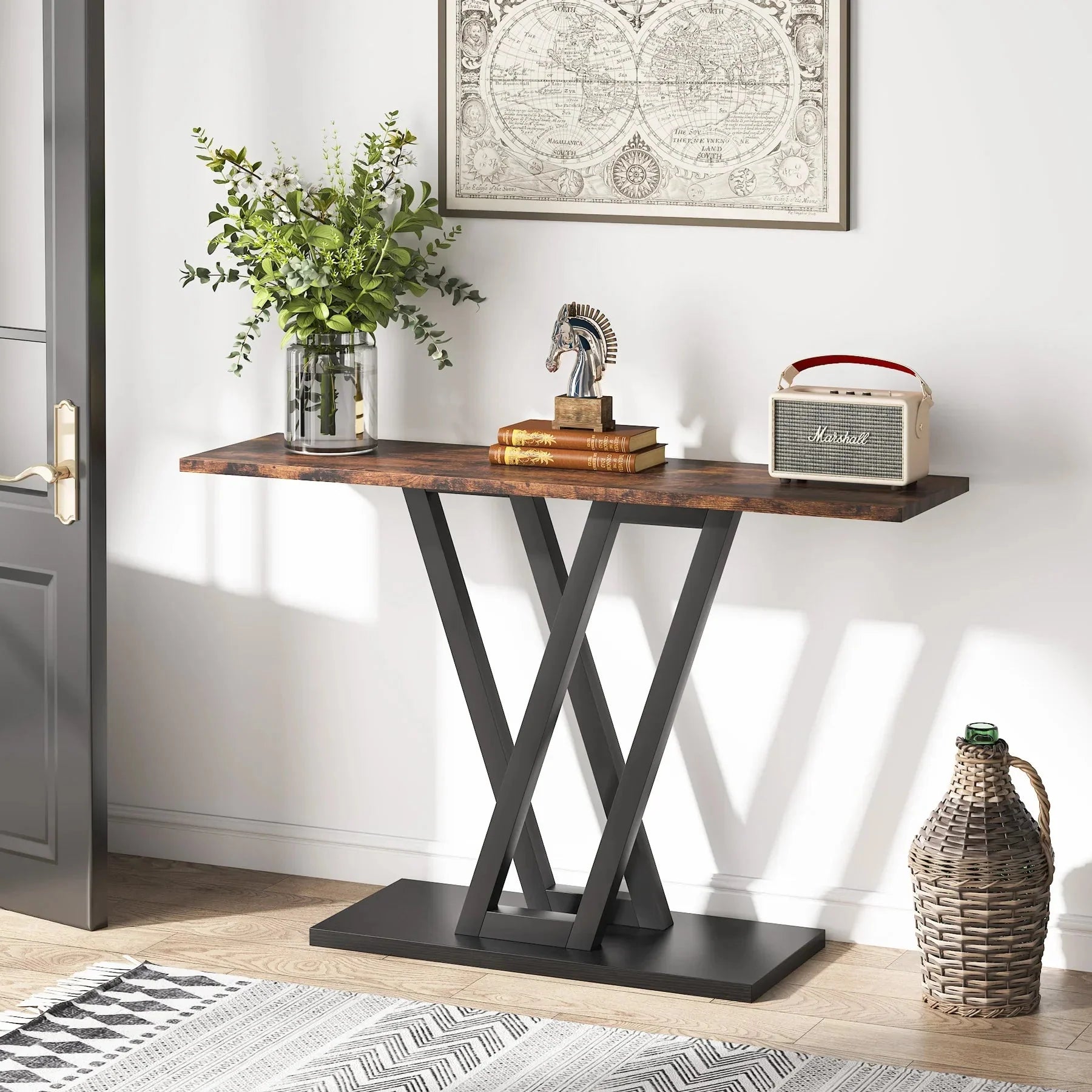 Console pieds en V bois et métal ElleVitals