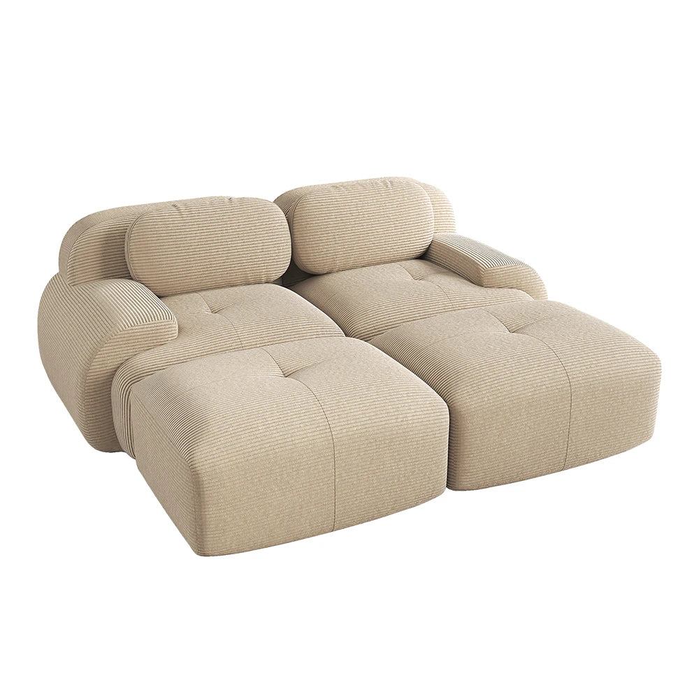 Canapé d’angle modulable en tissu côtelé