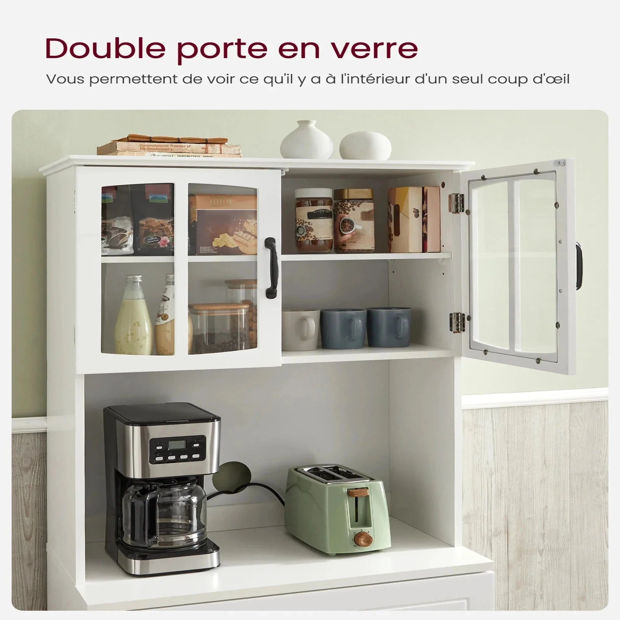 Placard de cuisine avec portes vitrées et tiroir ElleVitals
