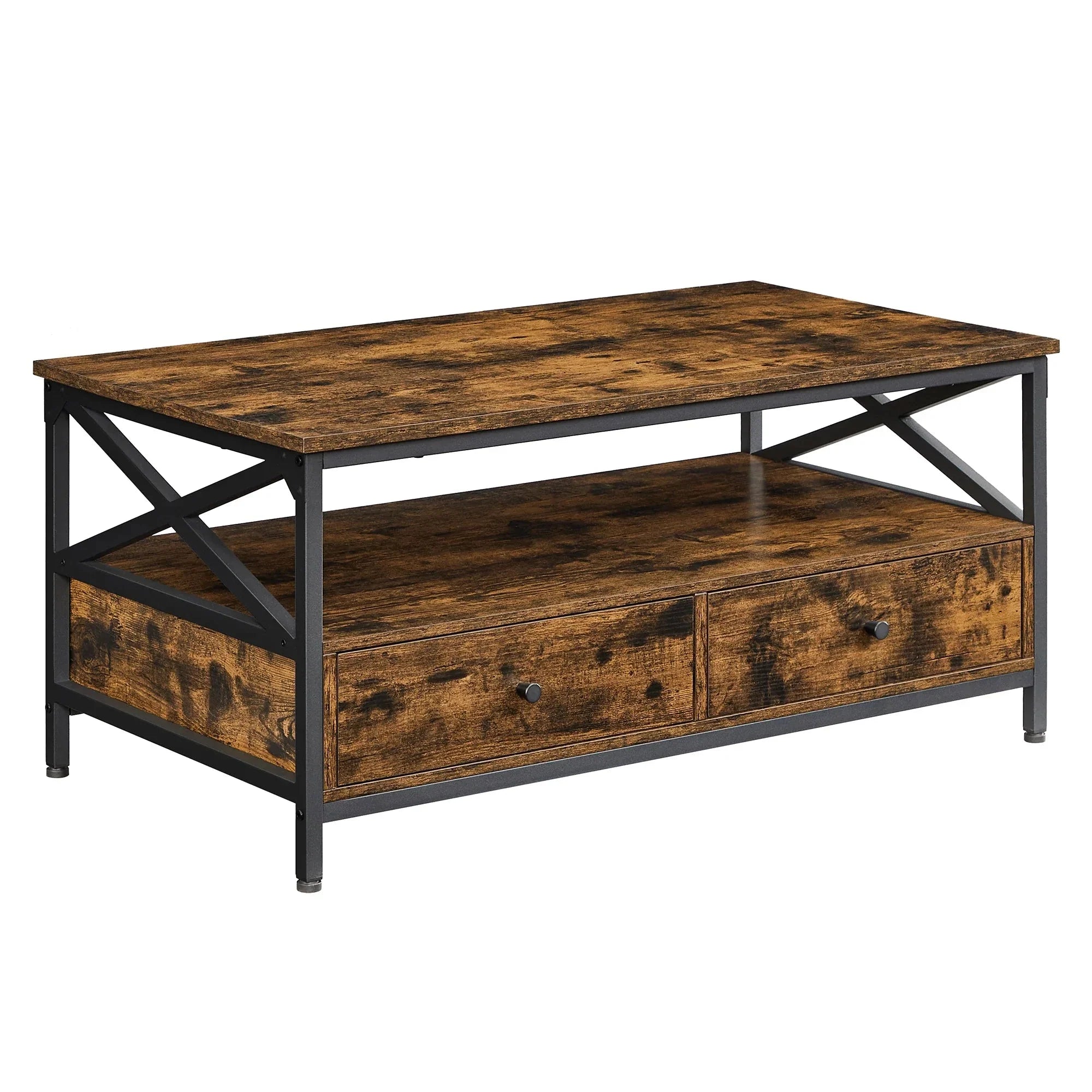Table basse avec tiroirs et rangement ouvert ElleVitals