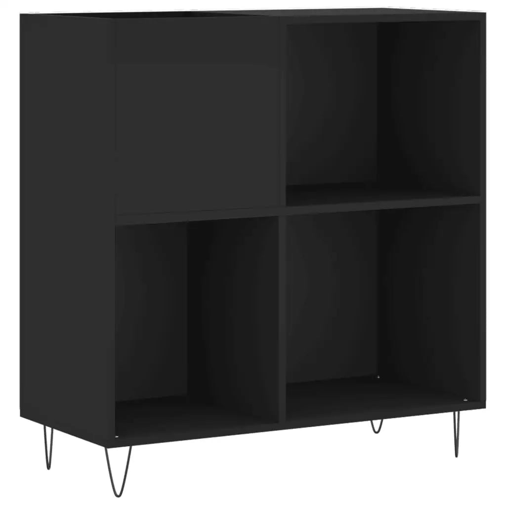 Meuble vinyle noir avec pieds métal