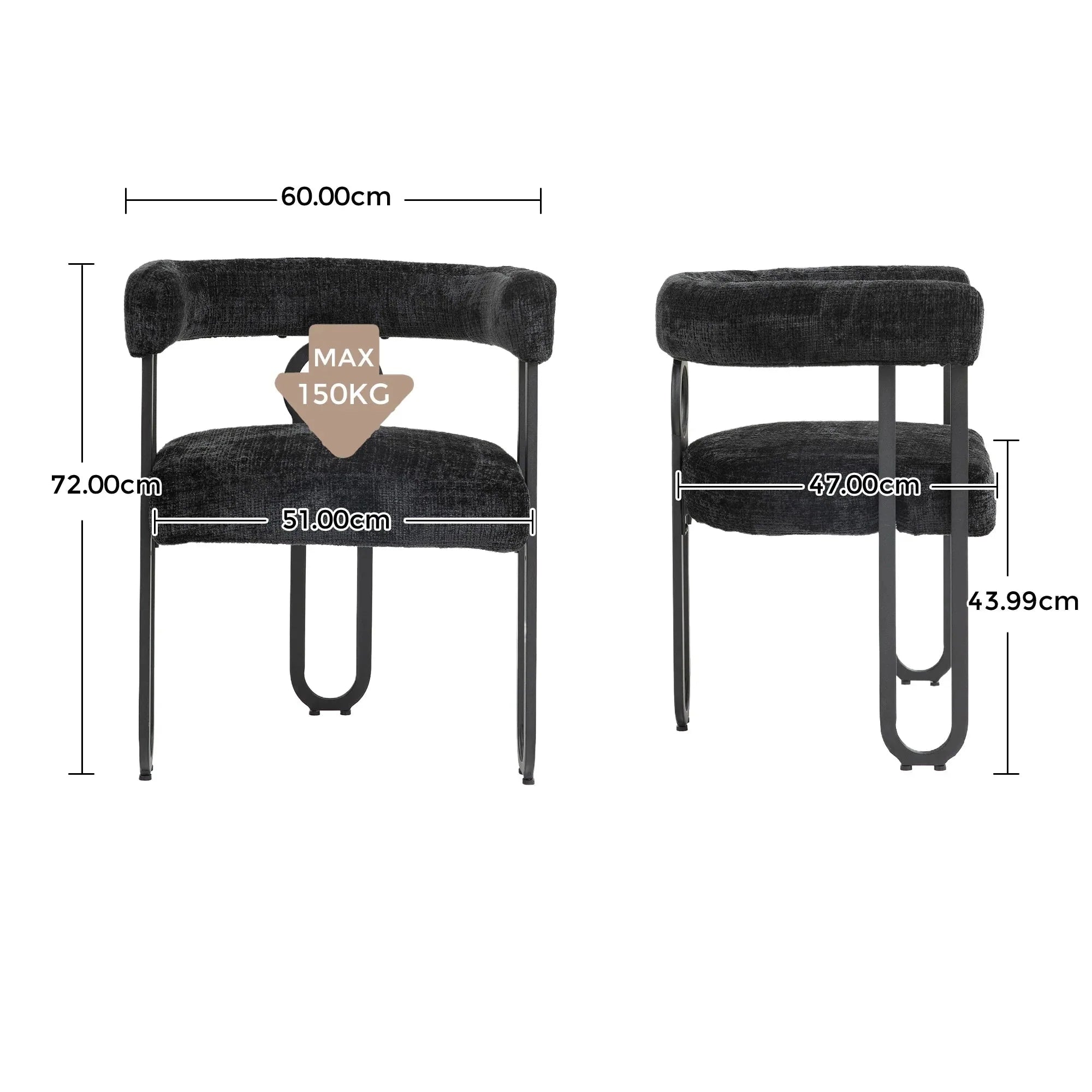 Lot de chaises en tissu chenille ElleVitals