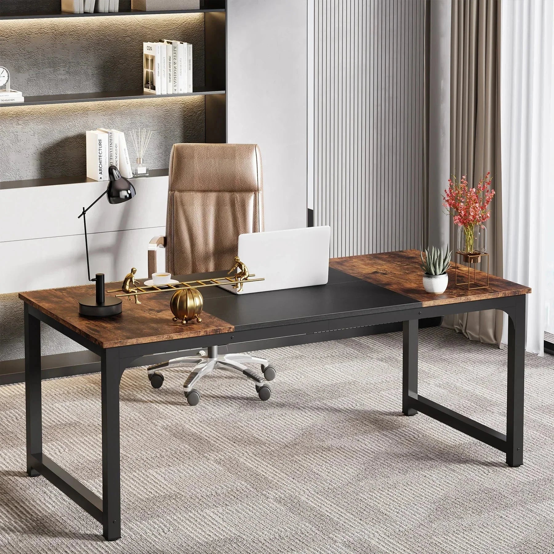 Bureau spacieux bois et métal ElleVitals