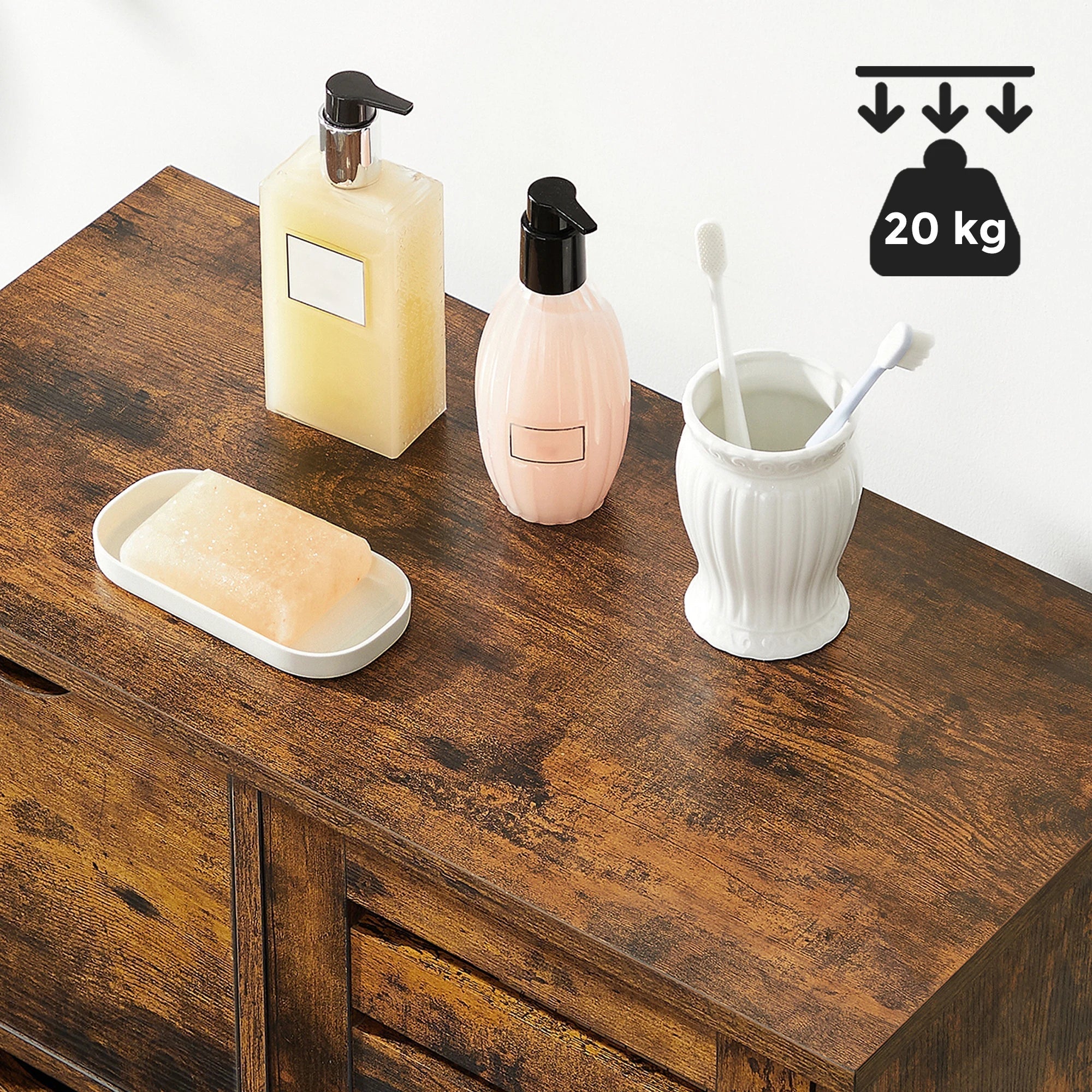 Meuble de salle de bain avec tiroirs et étagères ElleVitals