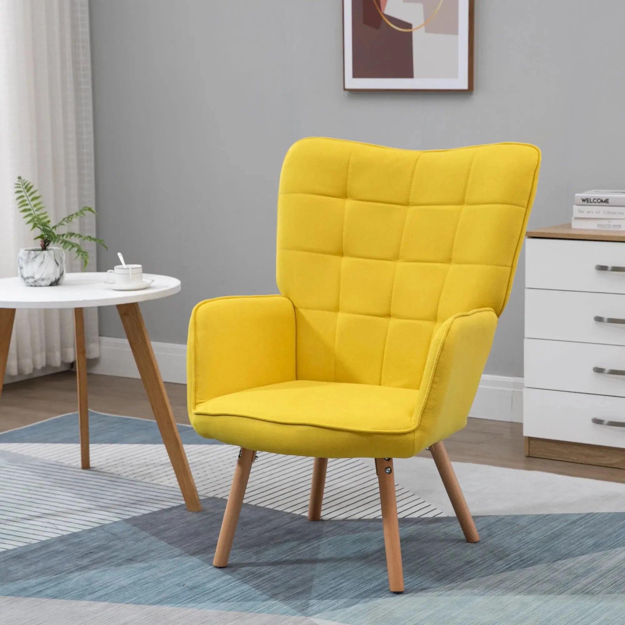 Fauteuil lounge jaune dossier haut ElleVitals