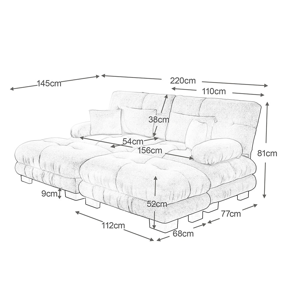 Canapé double en chenille avec pouf