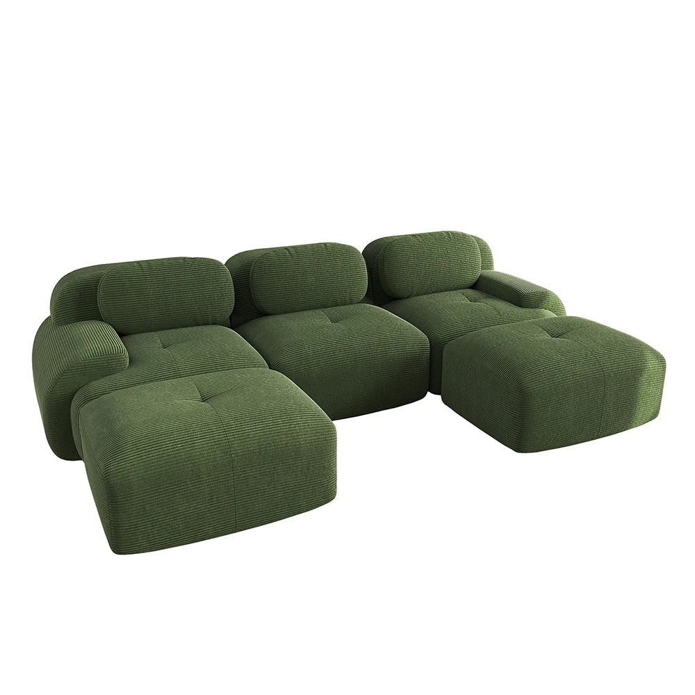 Canapé en U modulable en tissu côtelé